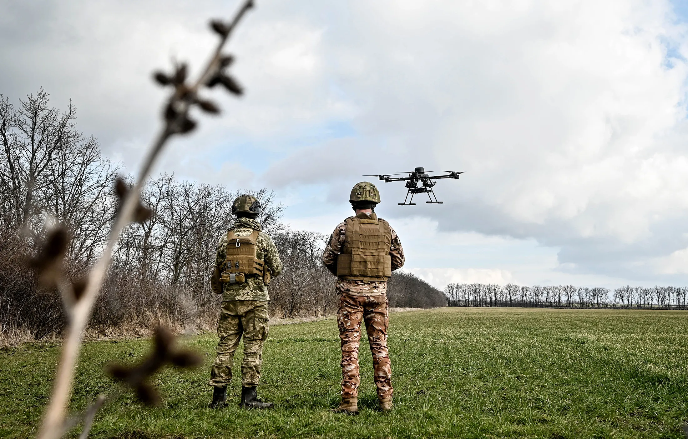 Ukrainian soldiers&nbsp;of the Vykhor Dnipro unmanned combat aerial complex platoon launch of a Vampire drone in the&nbsp;Zaporizhzhia region, southeastern Ukraine, on Feb. 2.