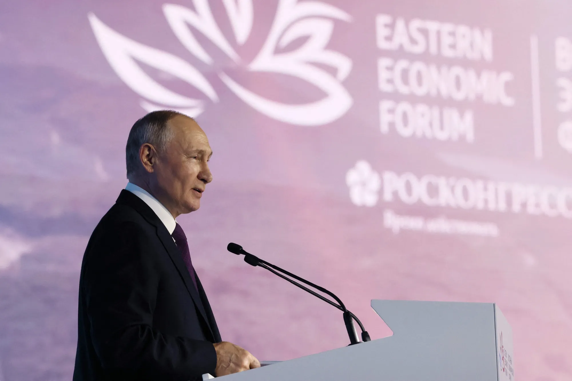 Vladimir Putin speaks during the Eastern Economic Forum in Vladivostok, Russia, on Sept. 12.