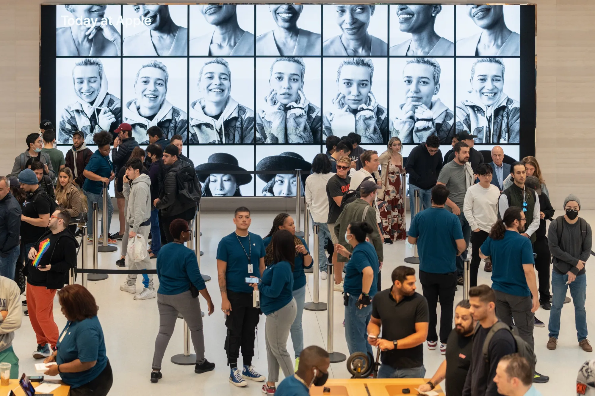 Shoppers at the Apple Fifth Avenue store in New York.