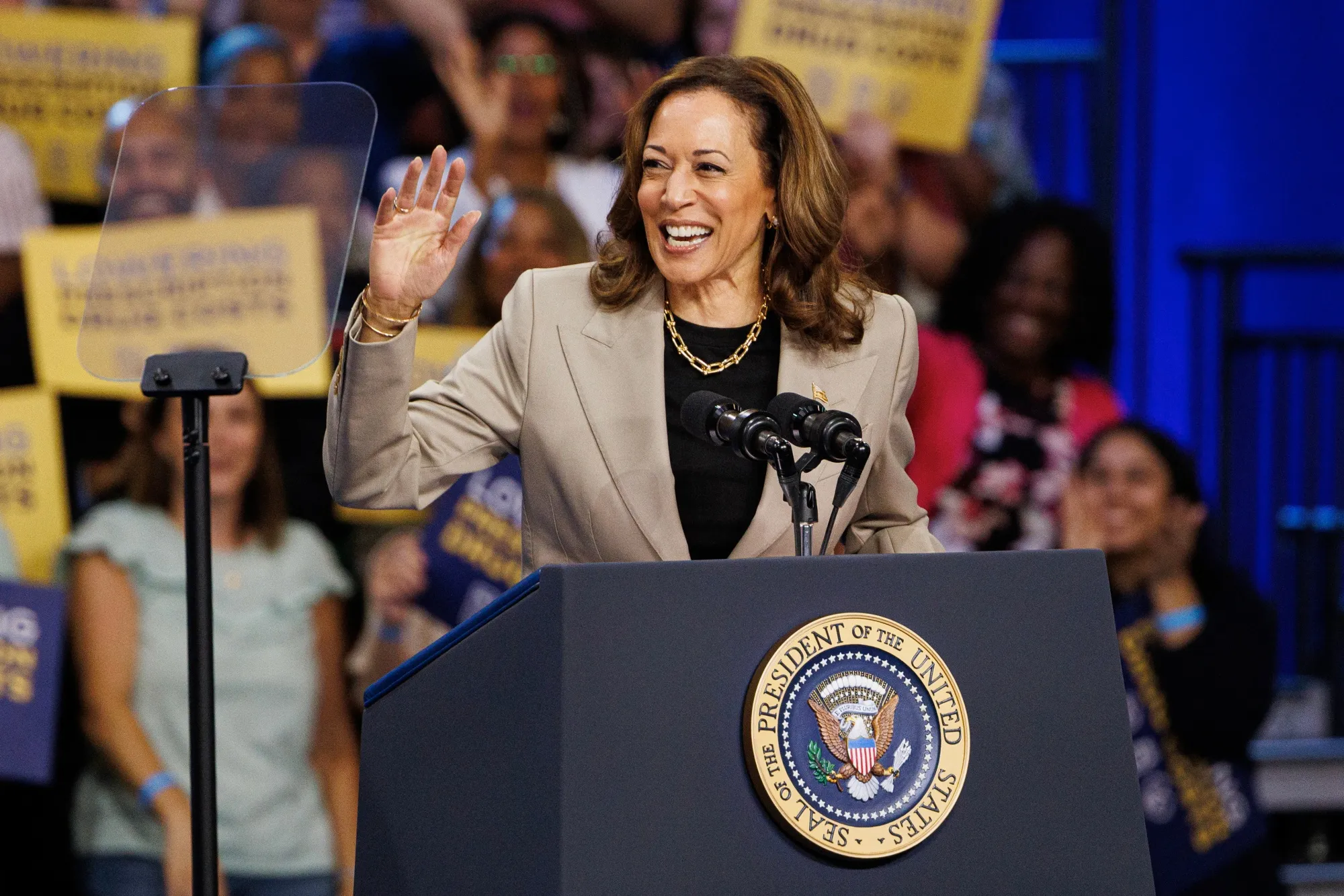 US Vice President Kamala Harris during an event in Upper Marlboro, Maryland, US, on Aug. 15.