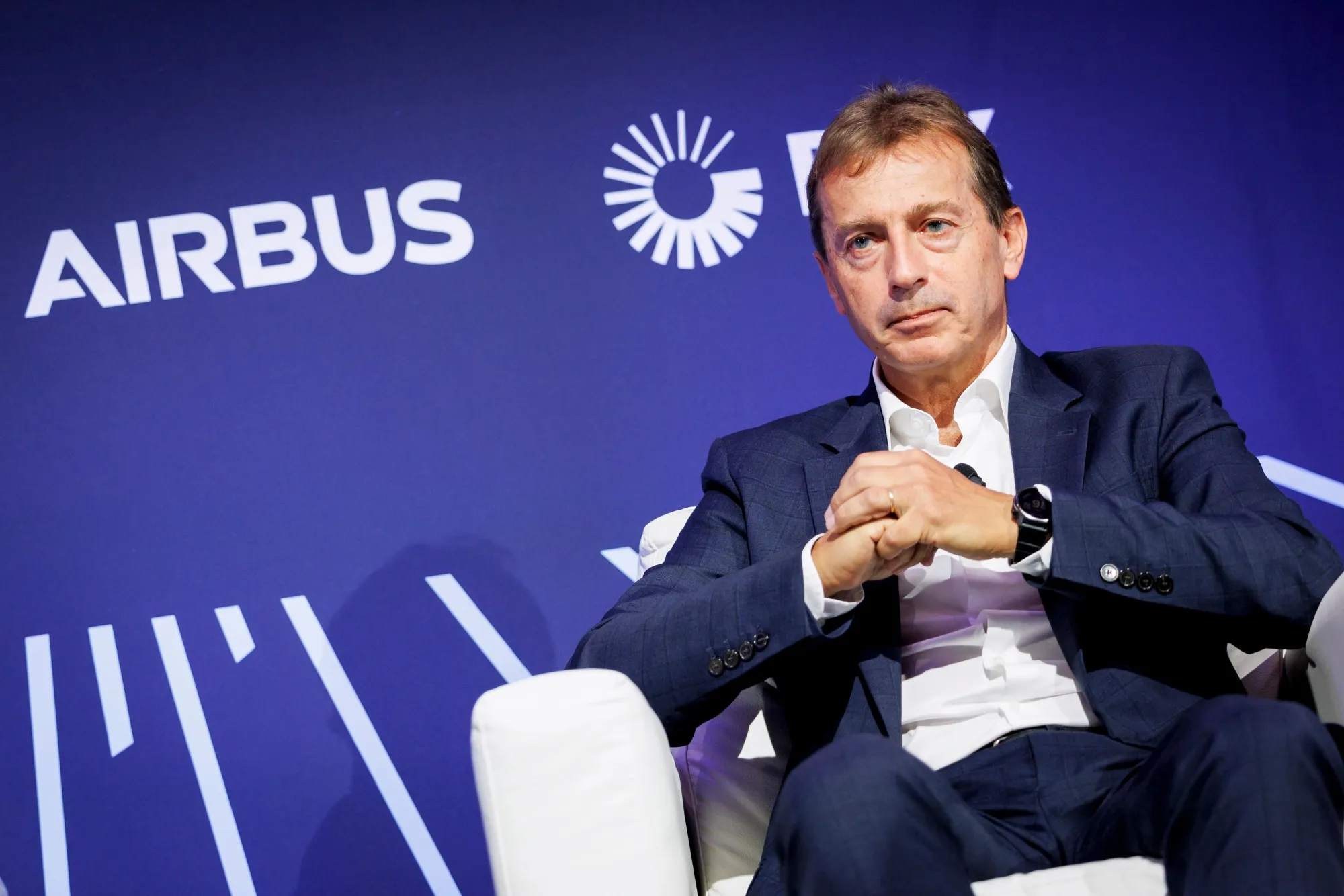 Guillaume Faury during the US Chamber of Commerce’s Global Aerospace Summit in Washington, DC on Sept. 10