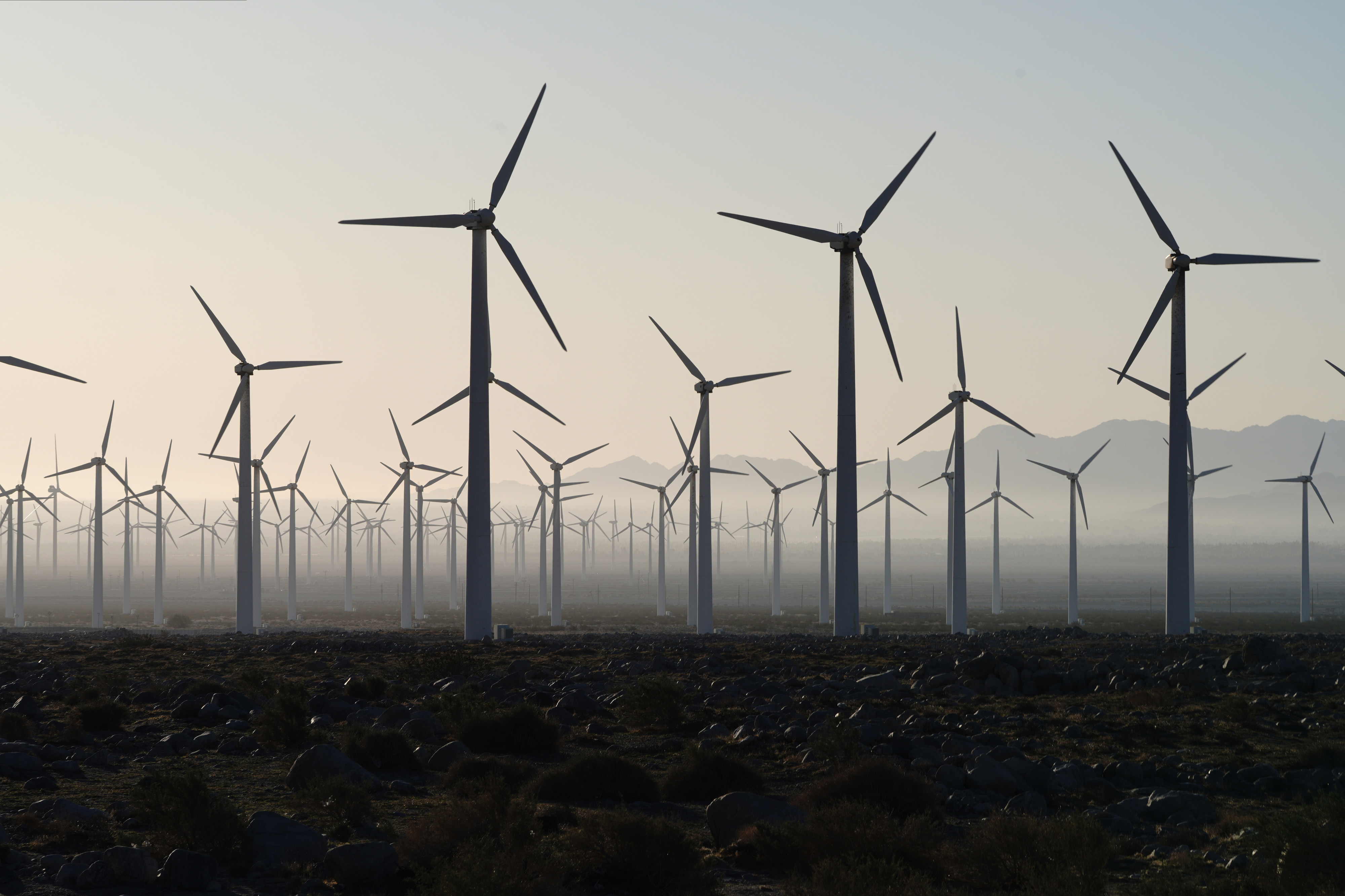 A wind farm in Whitewater, California. Photographer: Bing Guan/Bloomberg