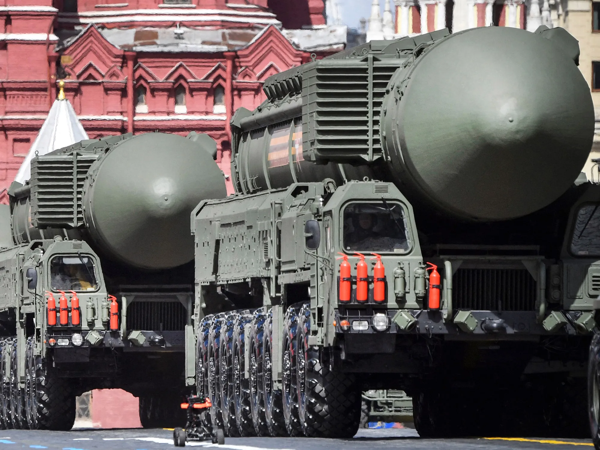 Russian Yars nuclear missile launchers in Moscow in 2022.