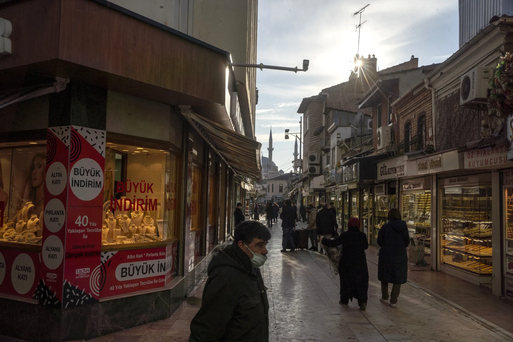 Customers visit a market in Eskisehir, Turkey.
