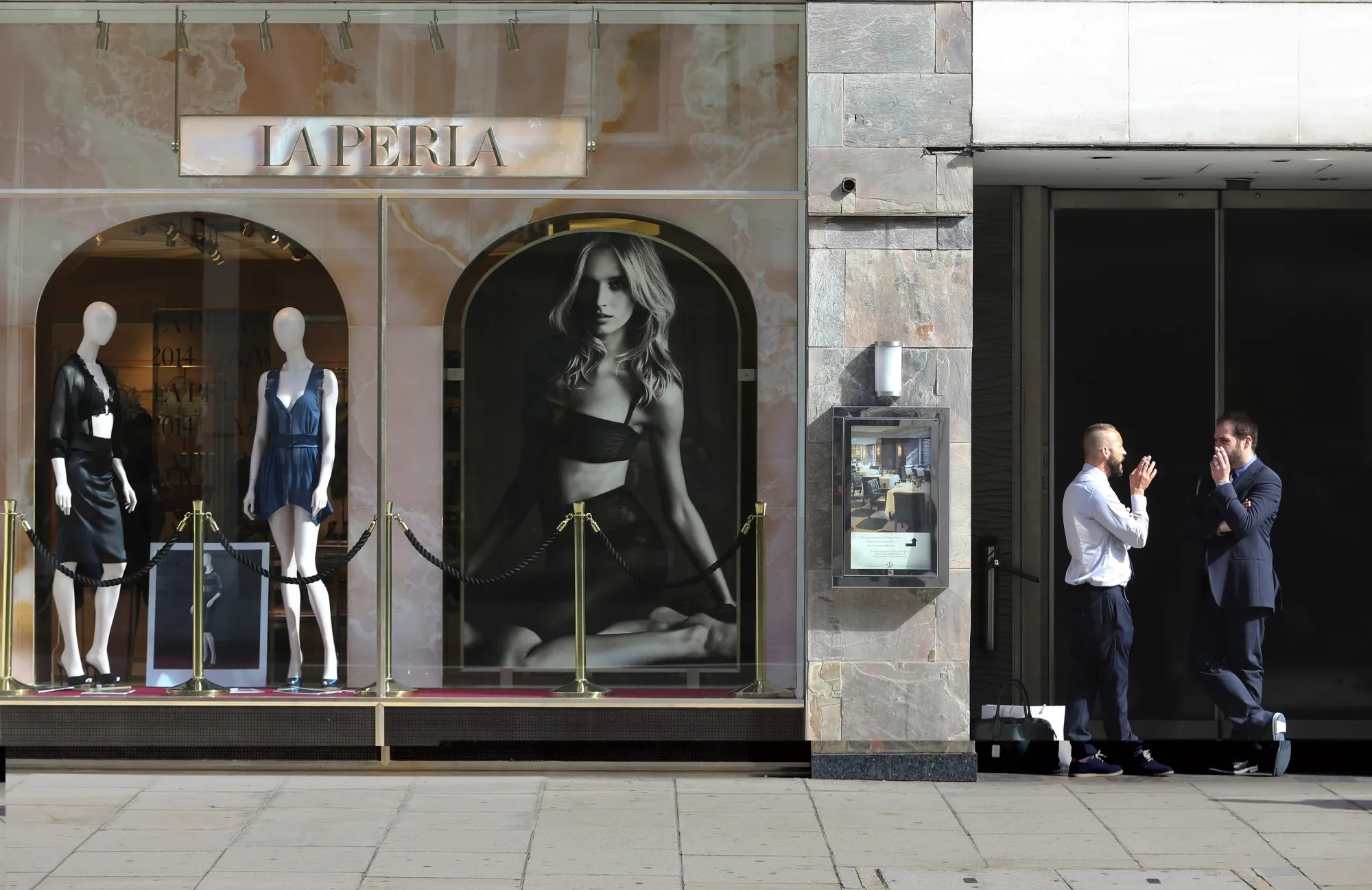 Pedestrians near a La Perla lingerie store in London.