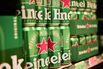 Cans of Heineken beer.