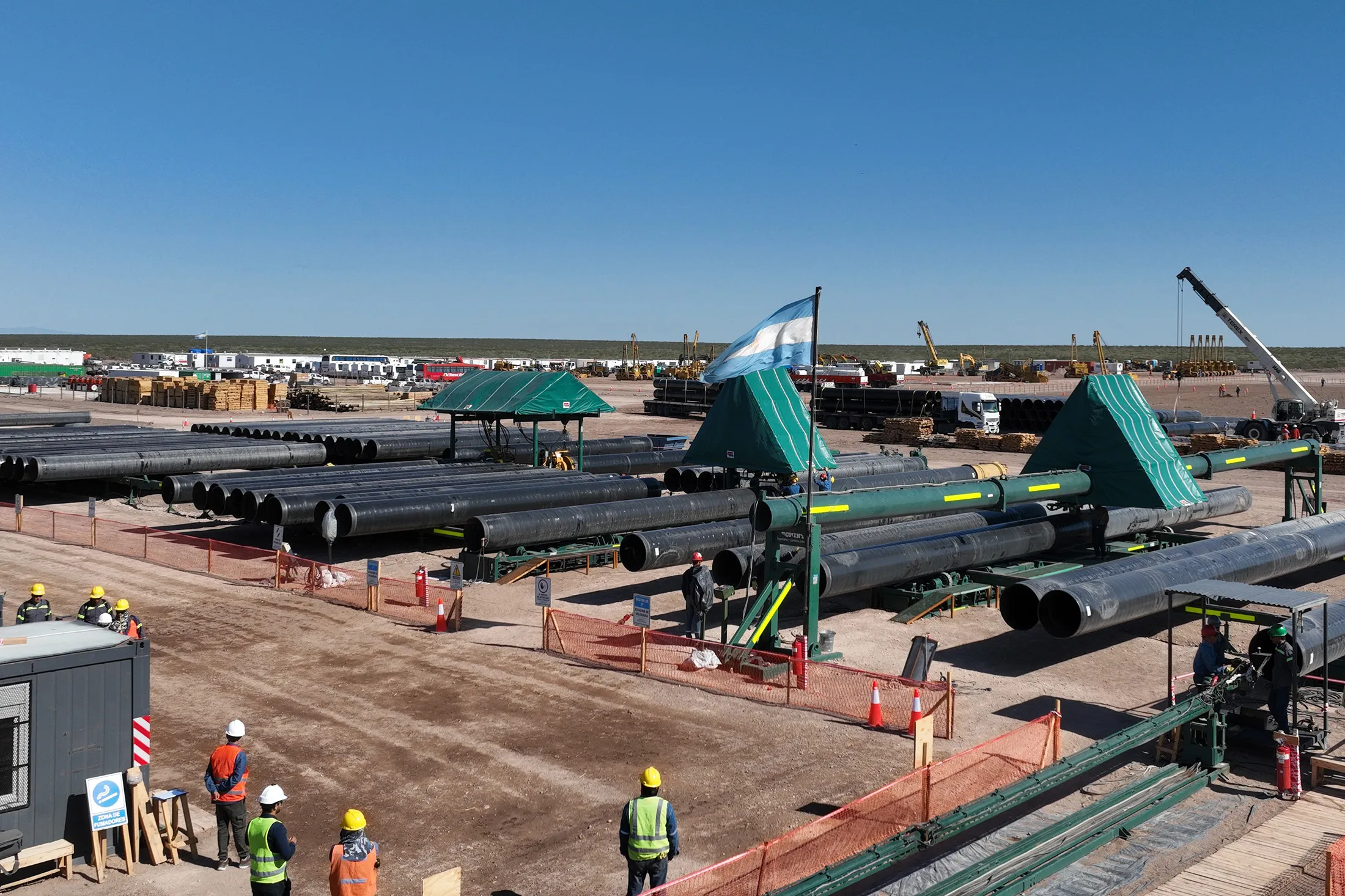 Steel pipes in Argentina’s Neuquen oil and gas basin that will be used to construct the Nestor Kirchner line.