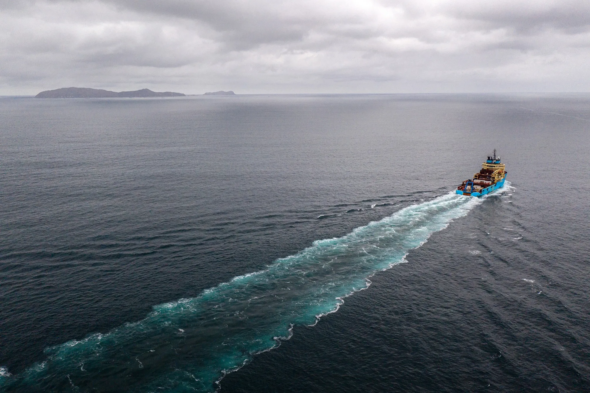 The Maersk Launcher, a ship chartered by The Metals Company, carries seabed samples from the remote Clarion-Clipperton Zone of the Pacific Ocean in 2021.