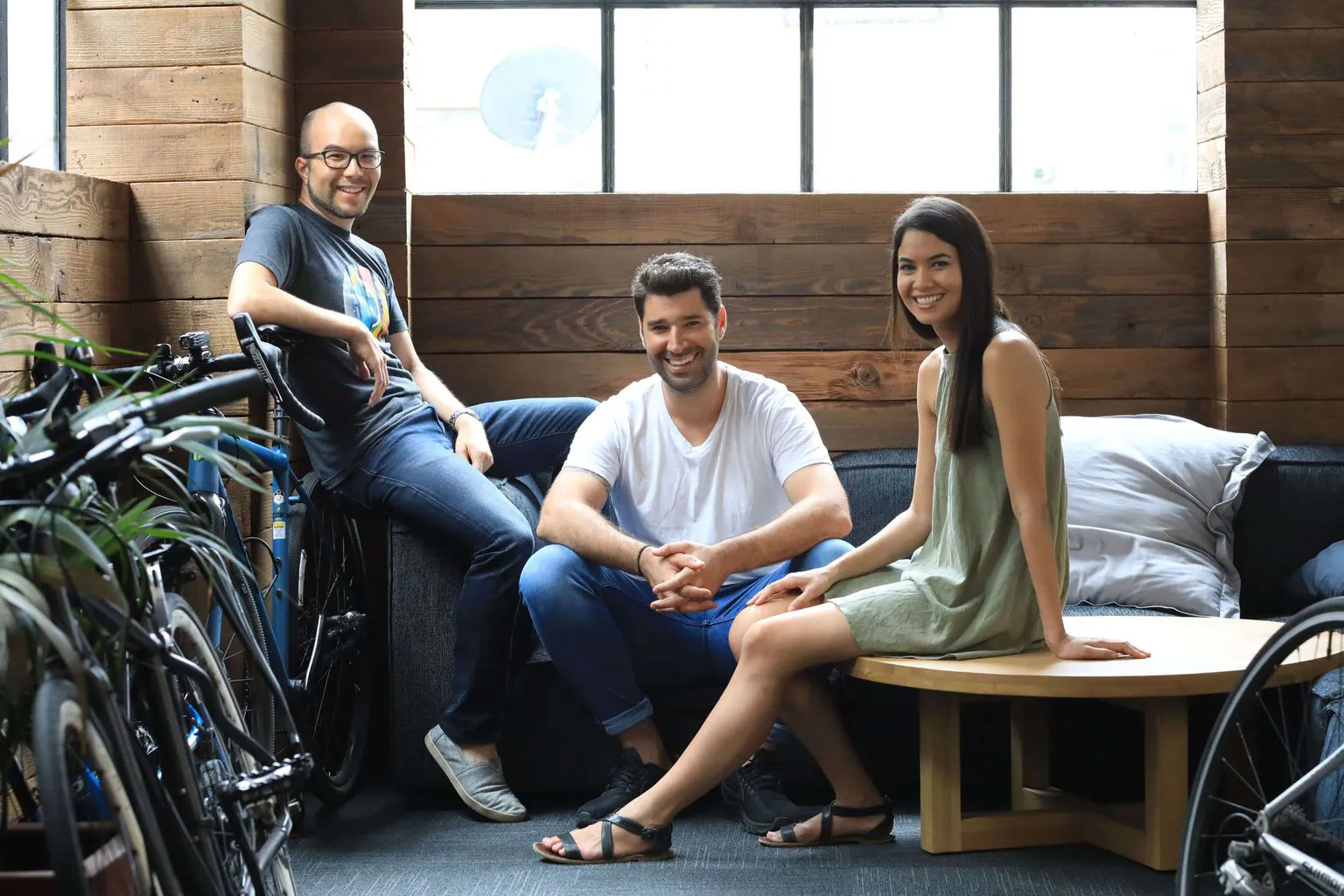Canva co-founders Cameron Adams, Cliff Obrecht and Melanie Perkins.
