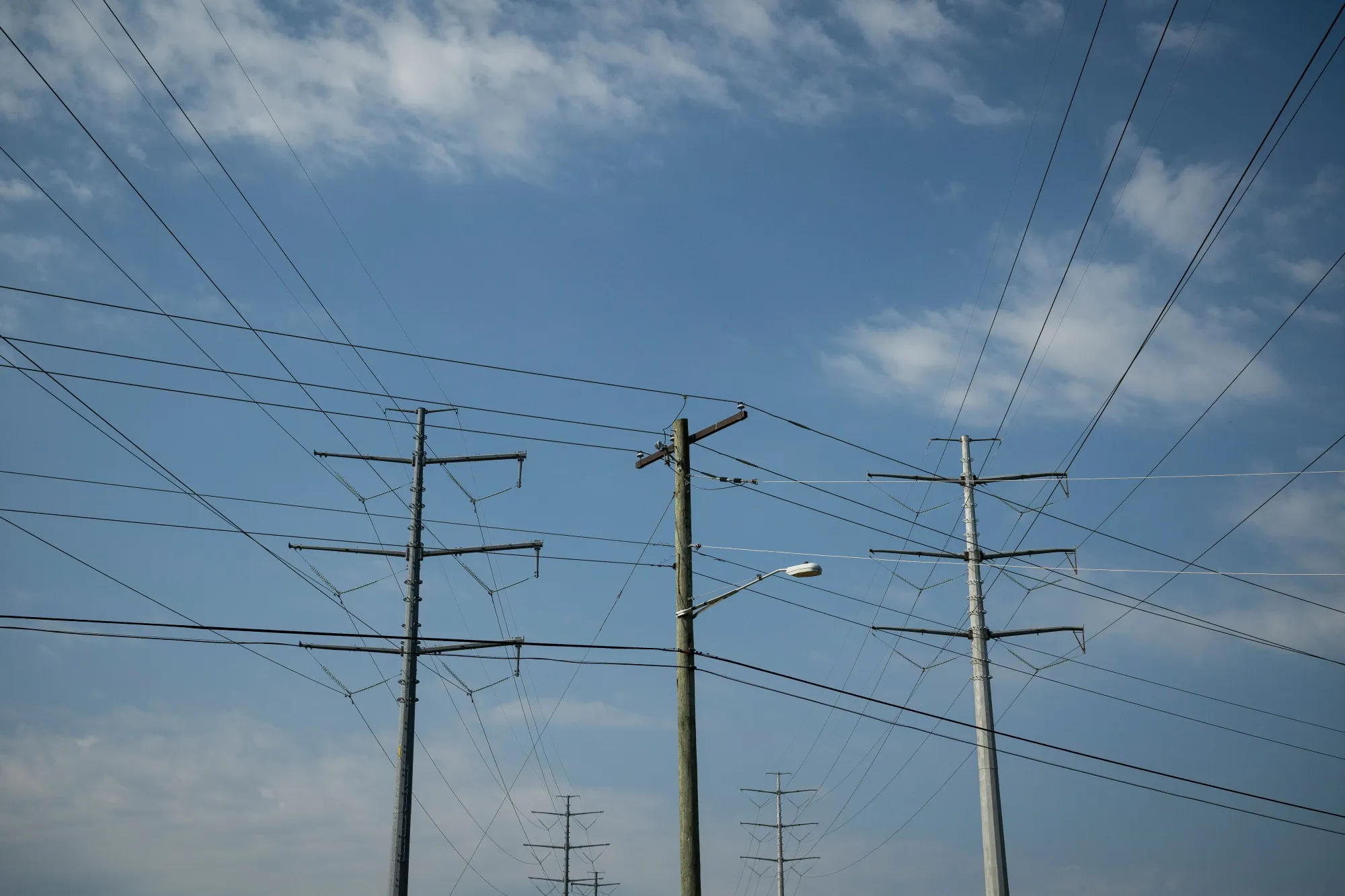 Power transmission lines in Beltsville, Maryland.