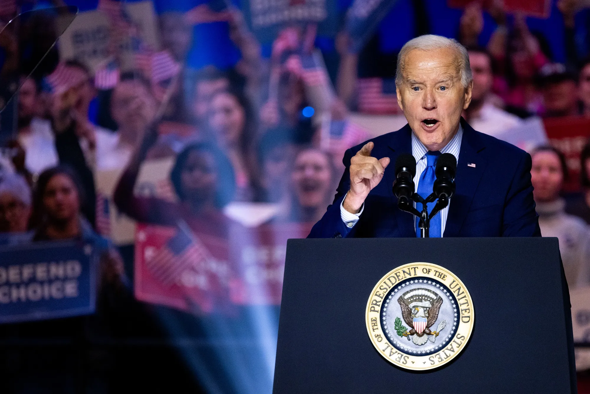 Joe Biden at a rally&nbsp;in Manassas, Virginia.