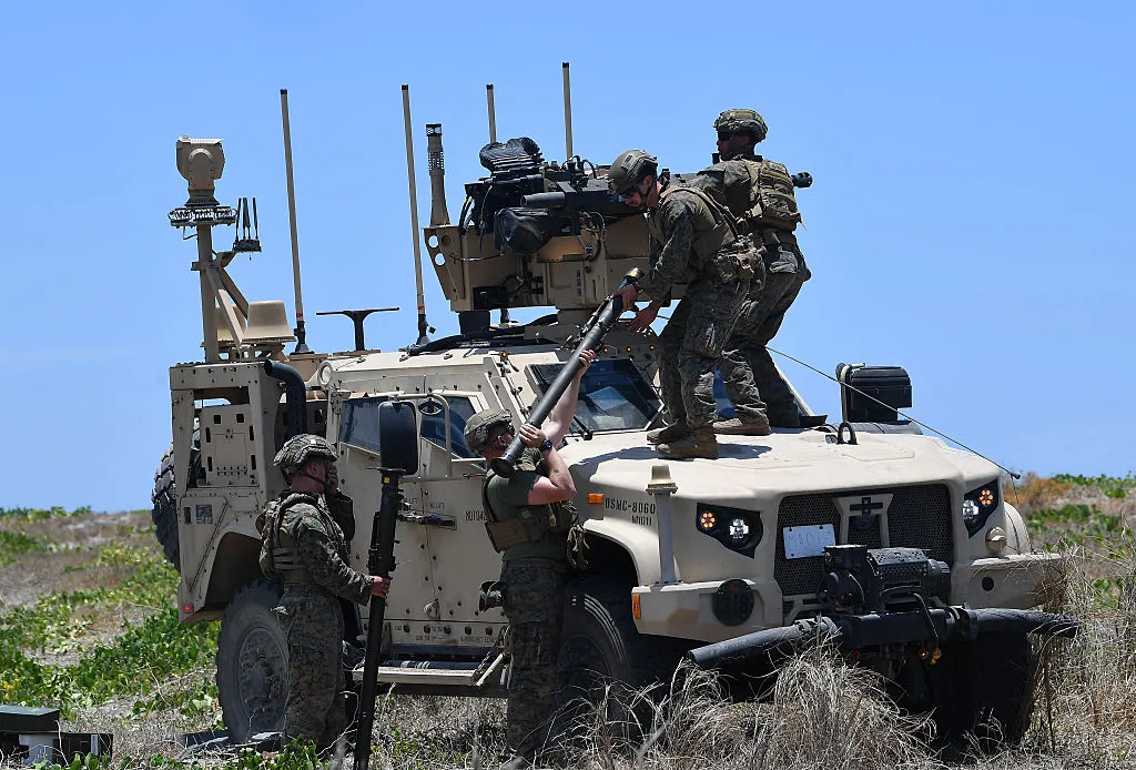 US marines prepare during a&nbsp;US-Philippines joint military exercise&nbsp;at a naval training base in San Antonio town, Zambales province, north of Manila.