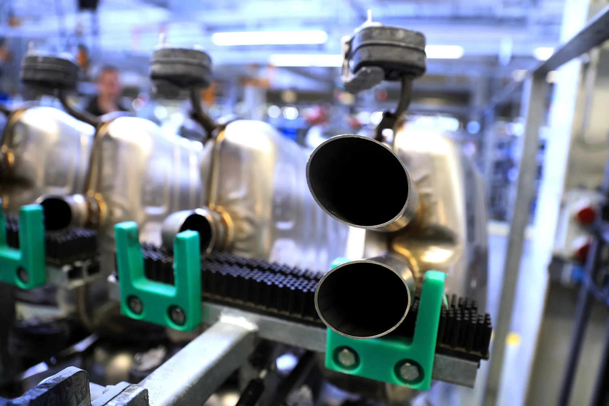 The exhaust system for a Volkswagen AG&nbsp;Passat saloon.
