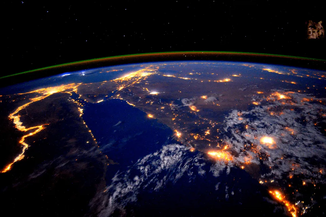 The Persian Gulf at night.