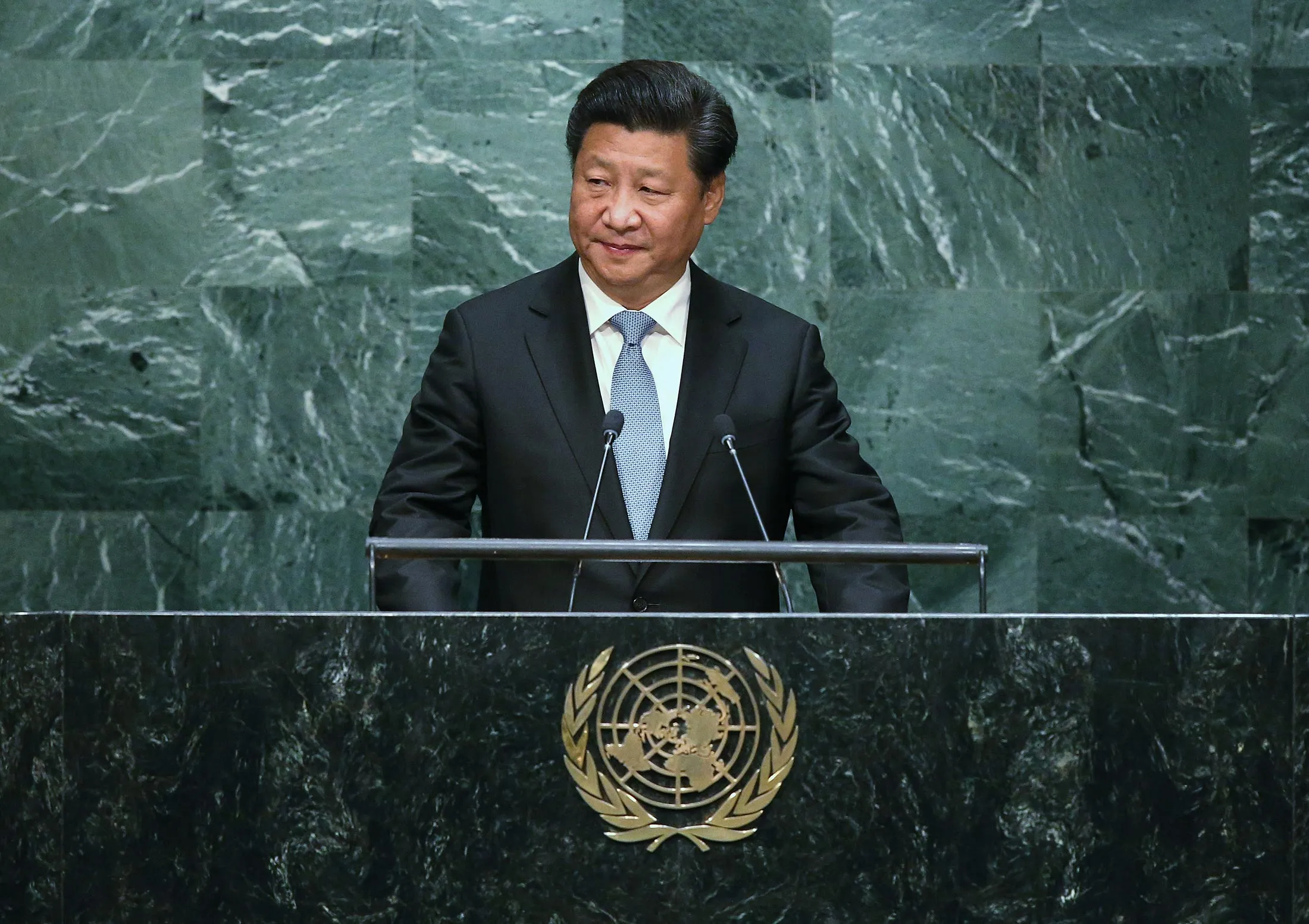 Chinese President Xi Jinping addresses the UN General Assembly on Sept. 28, 2015 in New York City.
