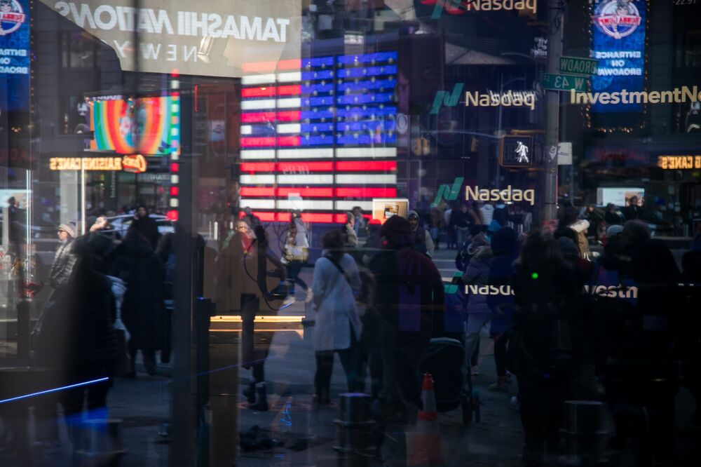 The Nasdaq MarketSite in New York,  Jan. 2, 2024. 