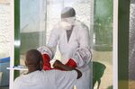A patient undergoes testing at a hospital in Maiduguri, Nigeria.