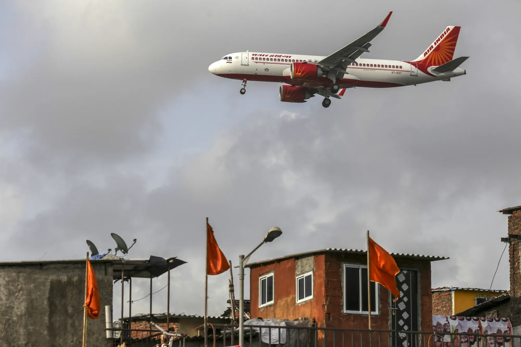 An Air India Ltd. aircraft prepares to land at Chhatrapati Shivaji International Airport in Mumbai.