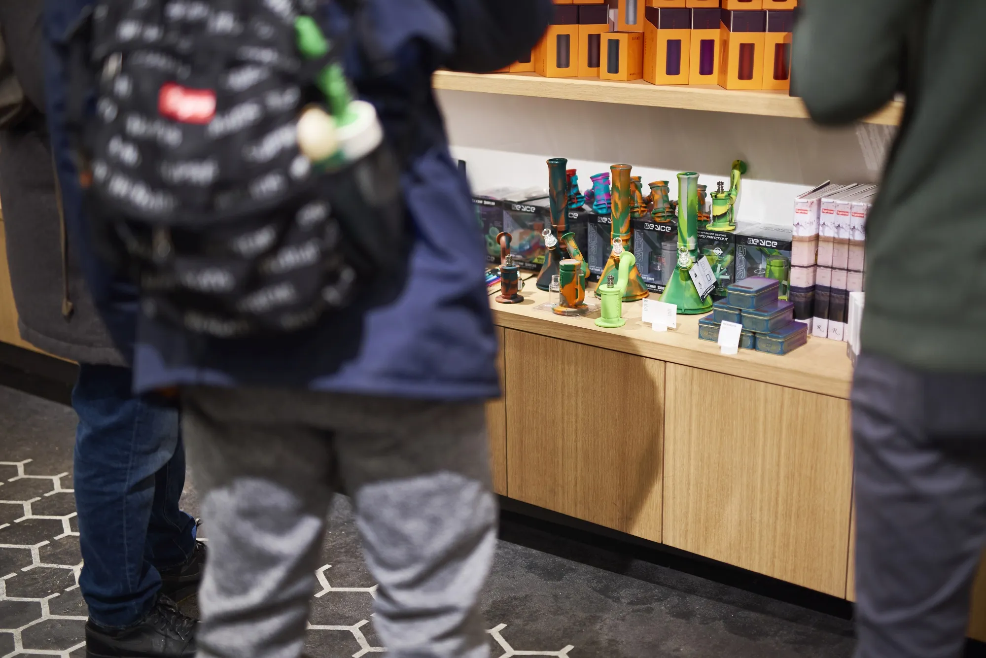 Customers at a marijuana accessories store&nbsp;in New York.