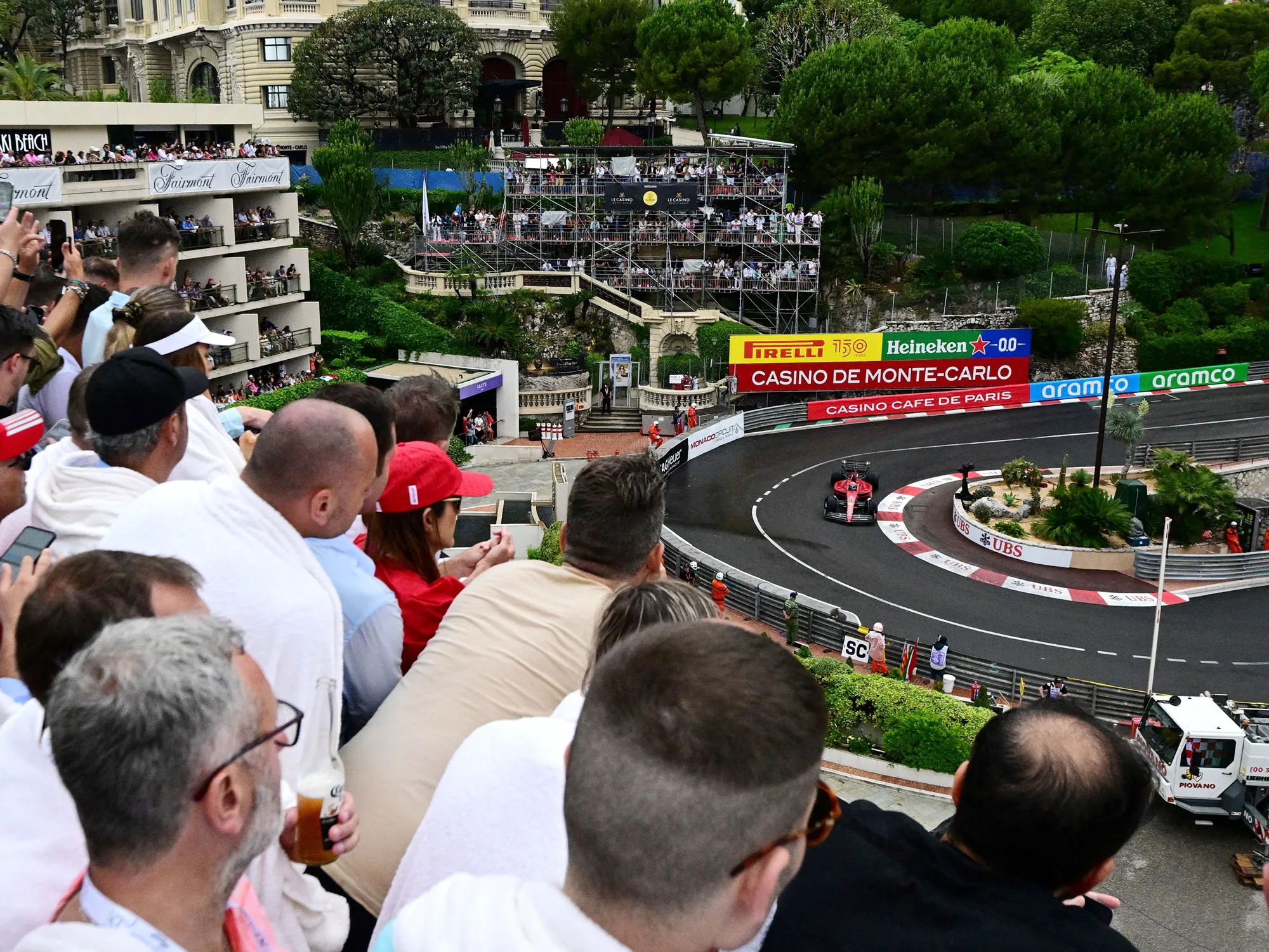 Fans watch the Monaco Formula 1 Grand Prix on May 29.