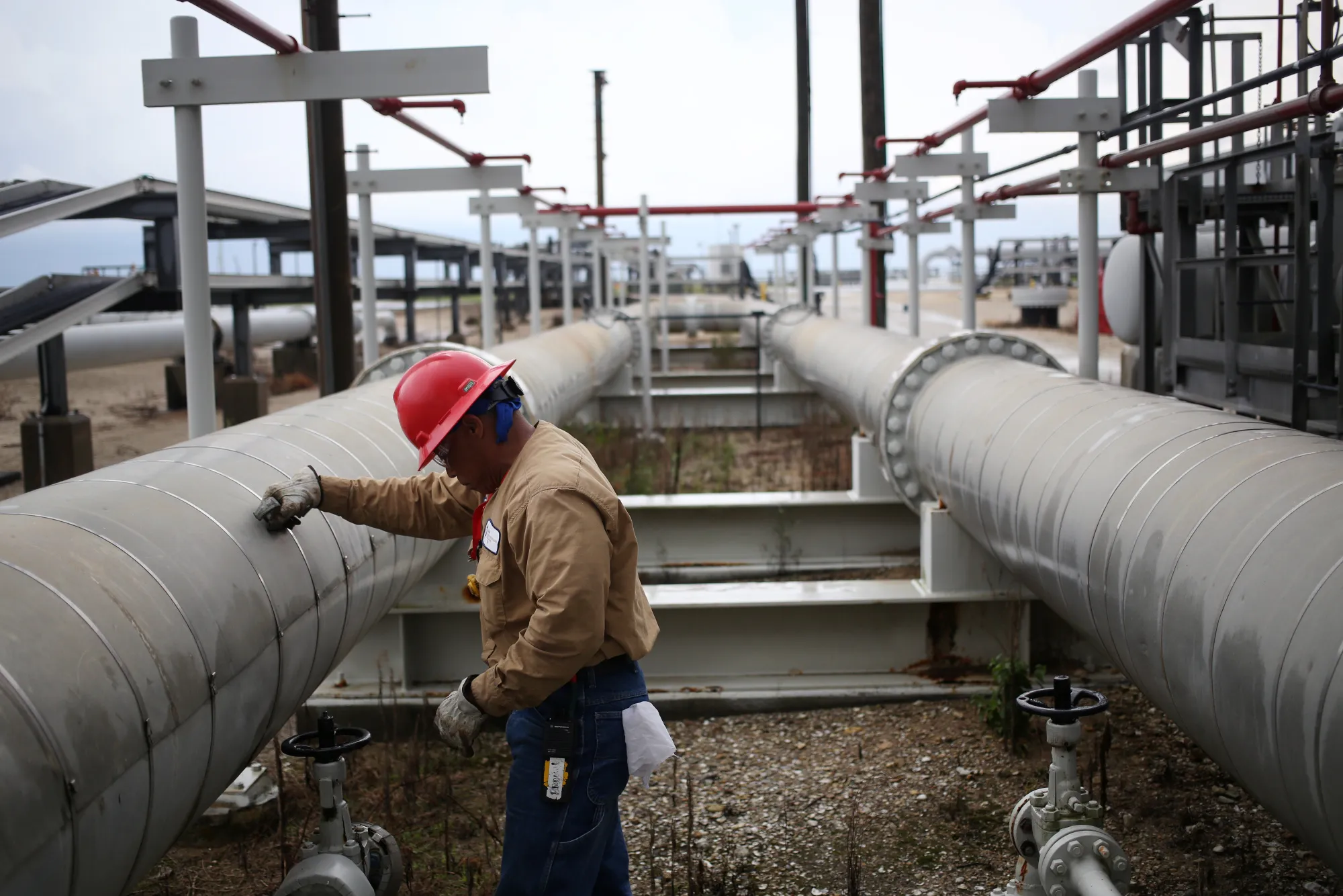 A crude oil pipeline at the US&nbsp;Department of Energy's Bryan Mound Strategic Petroleum Reserve in Texas.