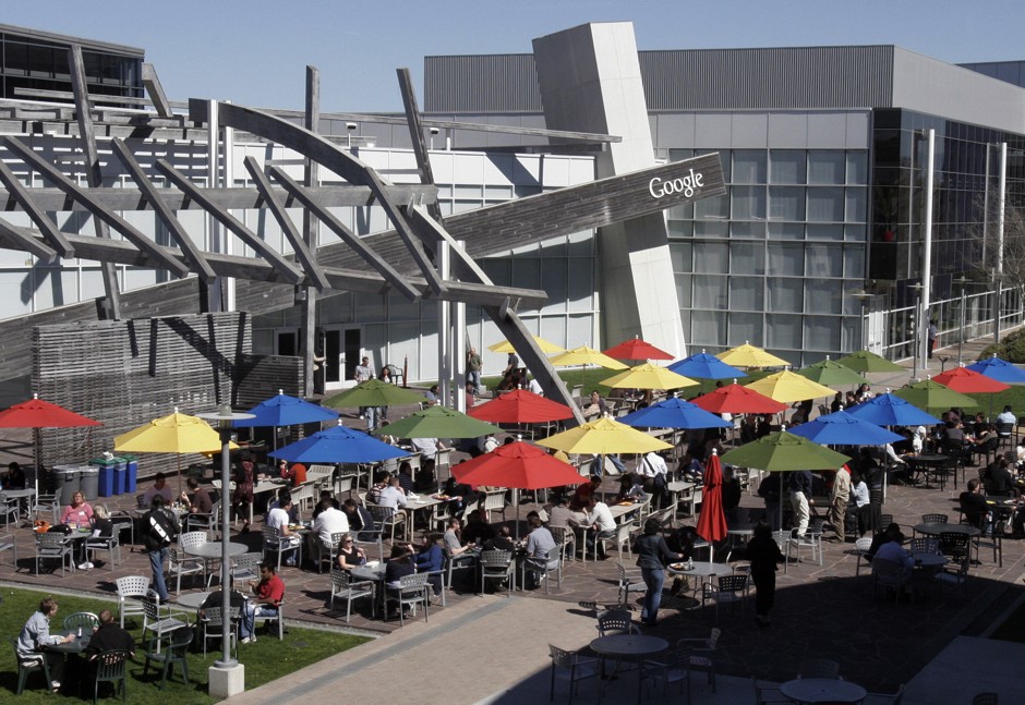 Employees at Google's headquarters in Mountain View, California. 