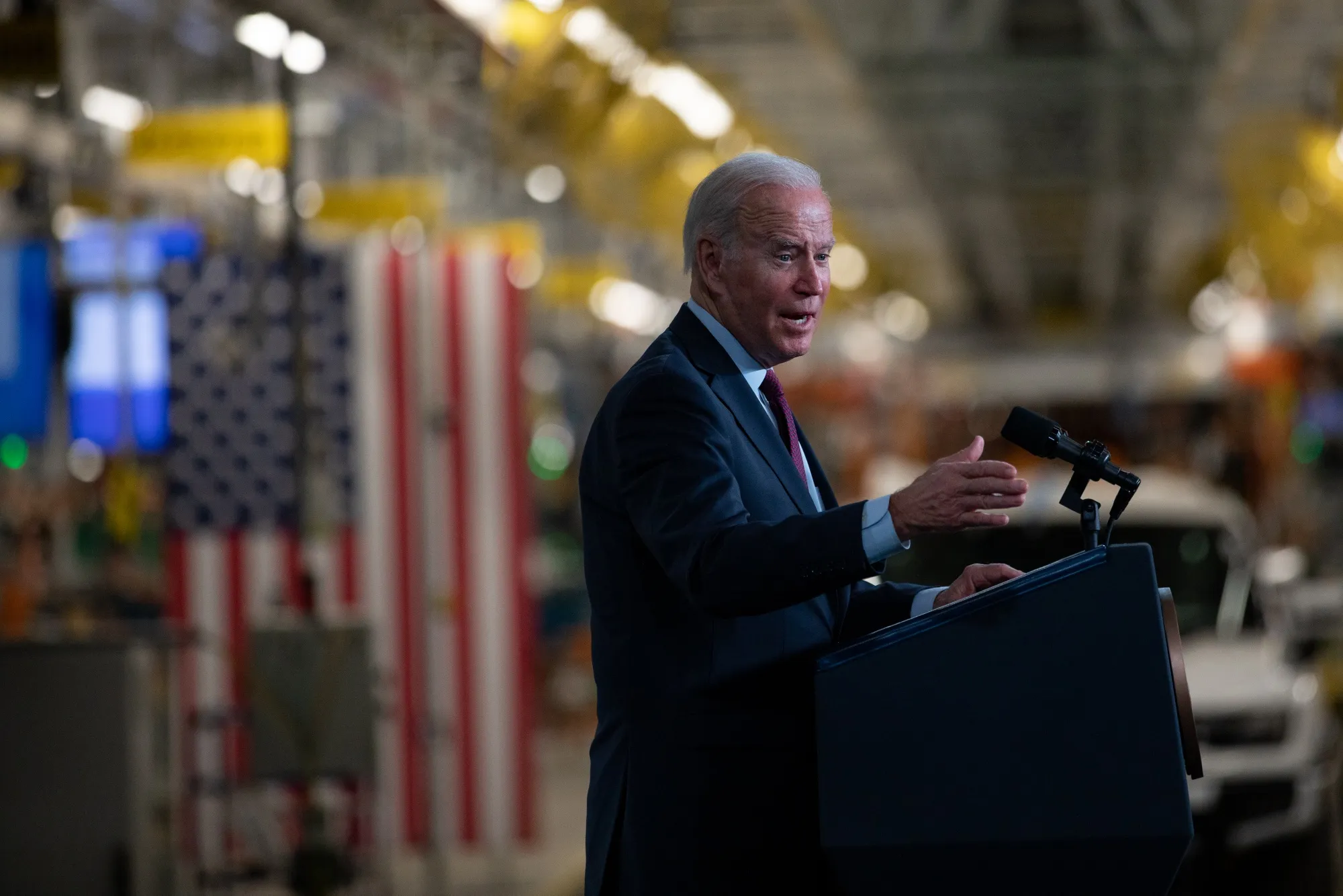 President Biden visits GM’s&nbsp;electric-vehicle assembly plant in Detroit.