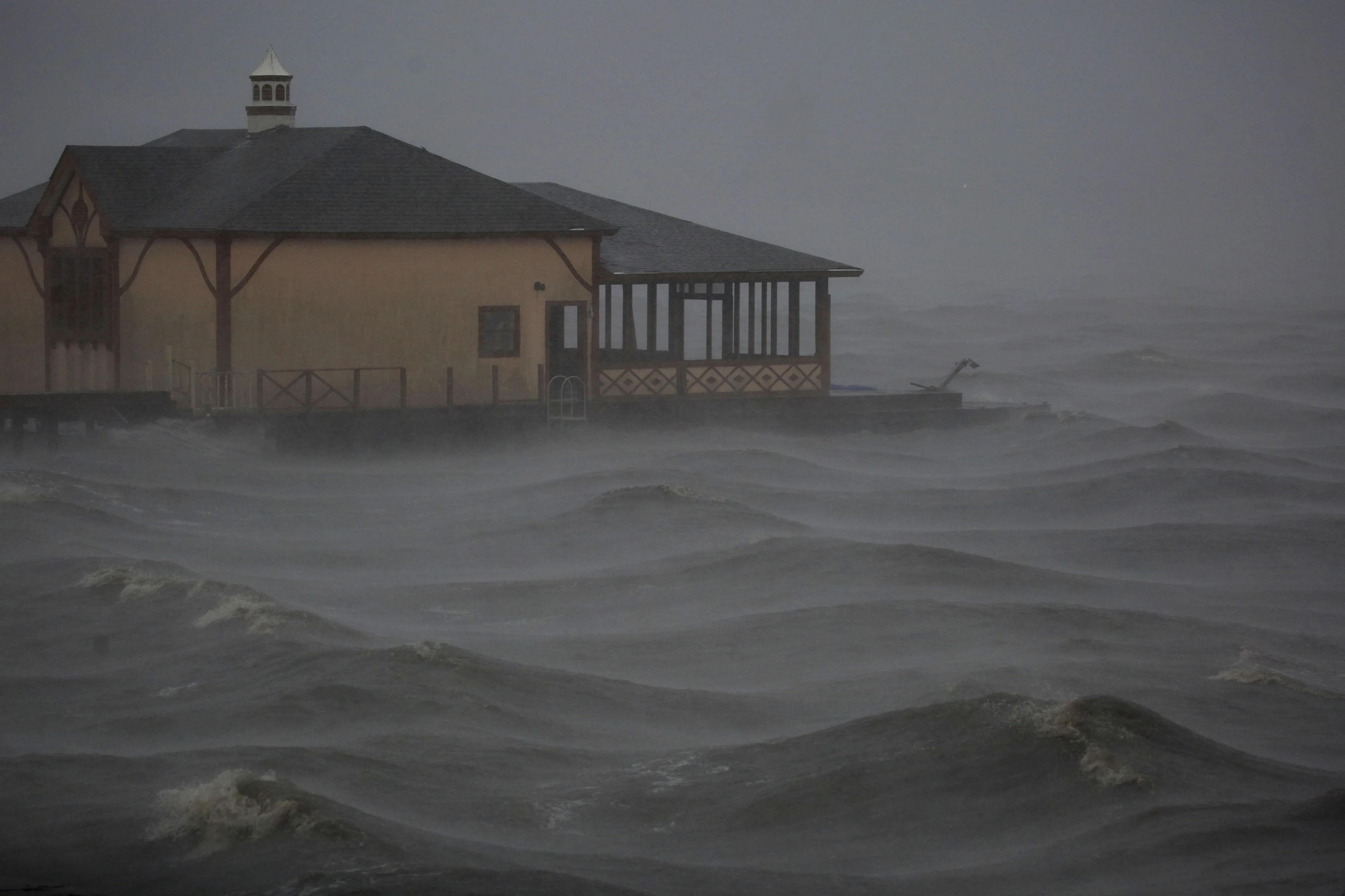 Hurricane Delta makes landfall in Lake Charles, Louisiana on Oct. 9.