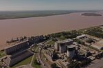 The Port of Rosario, Argentina, on April 24. The drought in South America is drying up its waterways, threatening the&nbsp;ability to haul crops.