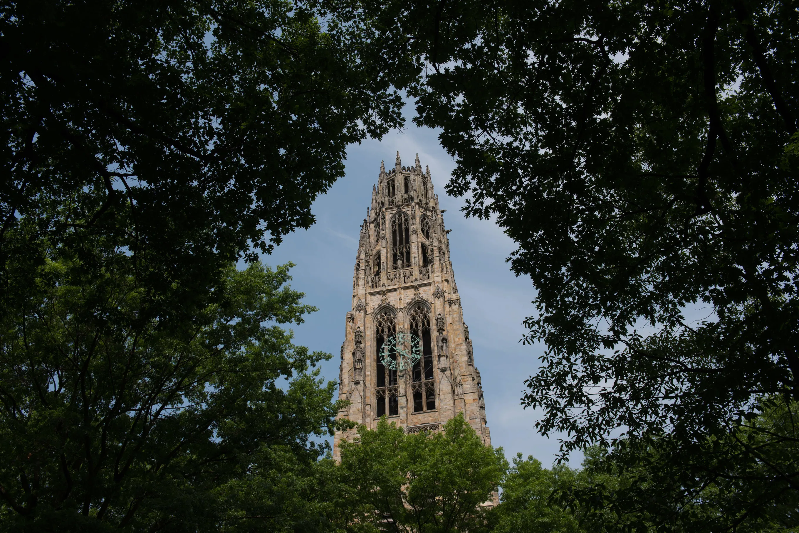 Harkness Tower stands on the Yale University campus in New Haven, Connecticut.