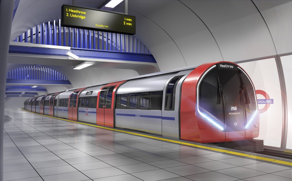 A mock-up of one of the new Siemens trains commissioned for London's Tube System