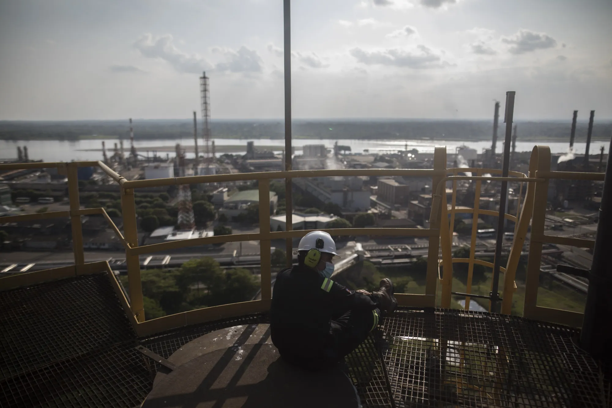 A worker at an Ecopetrol refinery in Barrancabermeja.