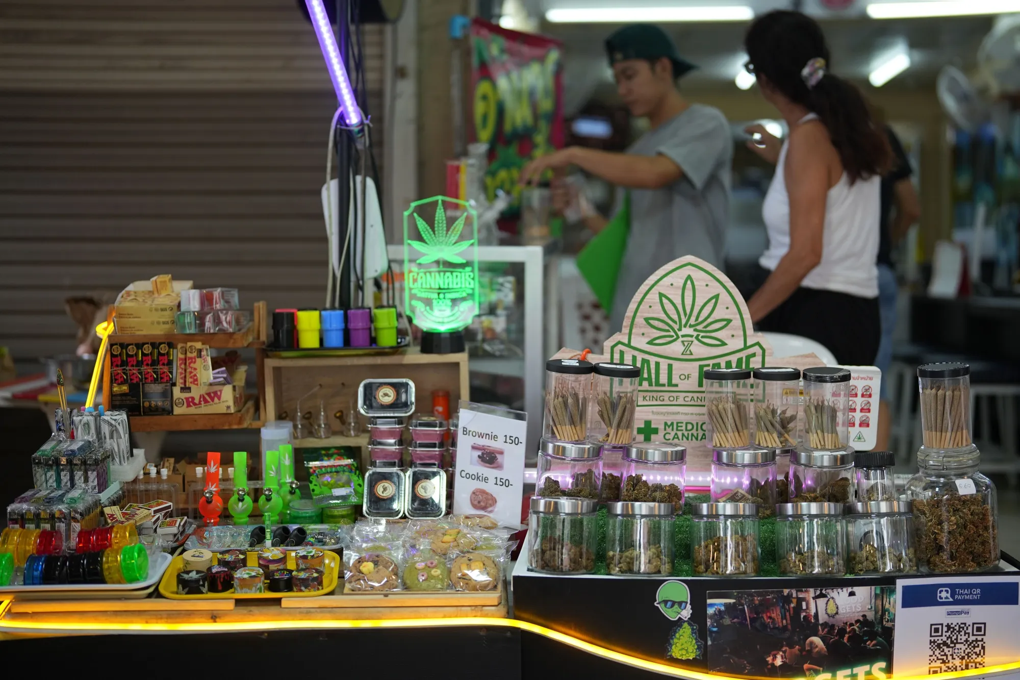 Cannabis and smoking accessories for sale&nbsp;in Bangkok, Thailand.