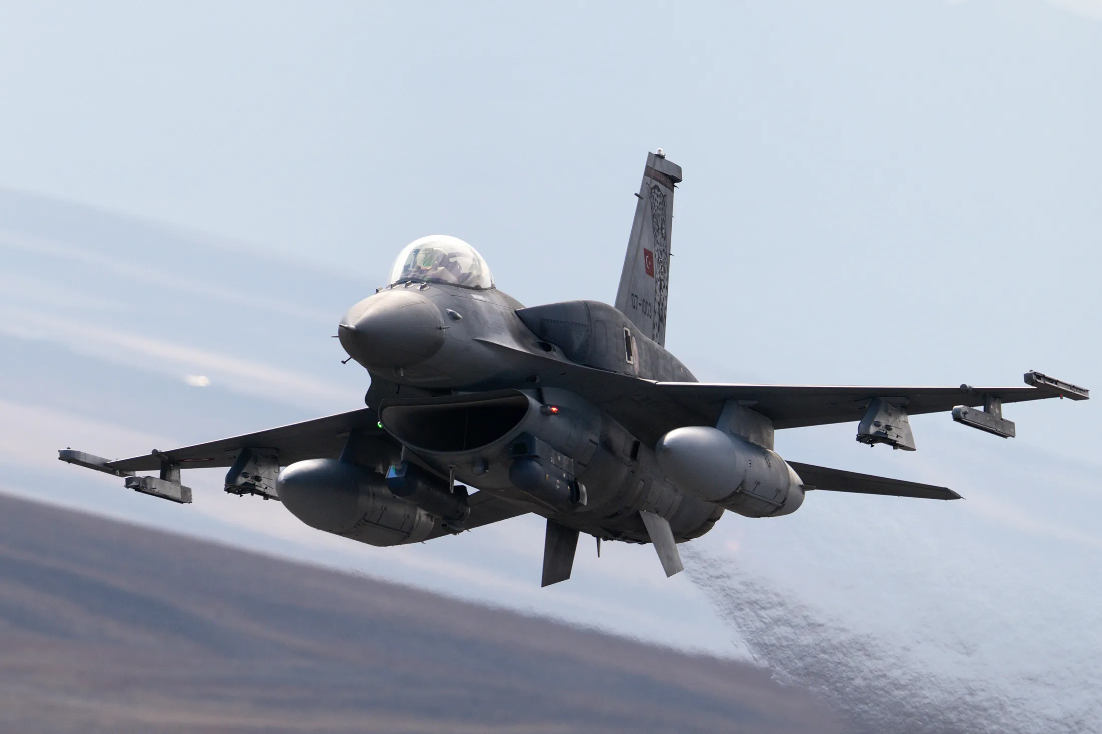 A Turkish F-16 fighter jet.