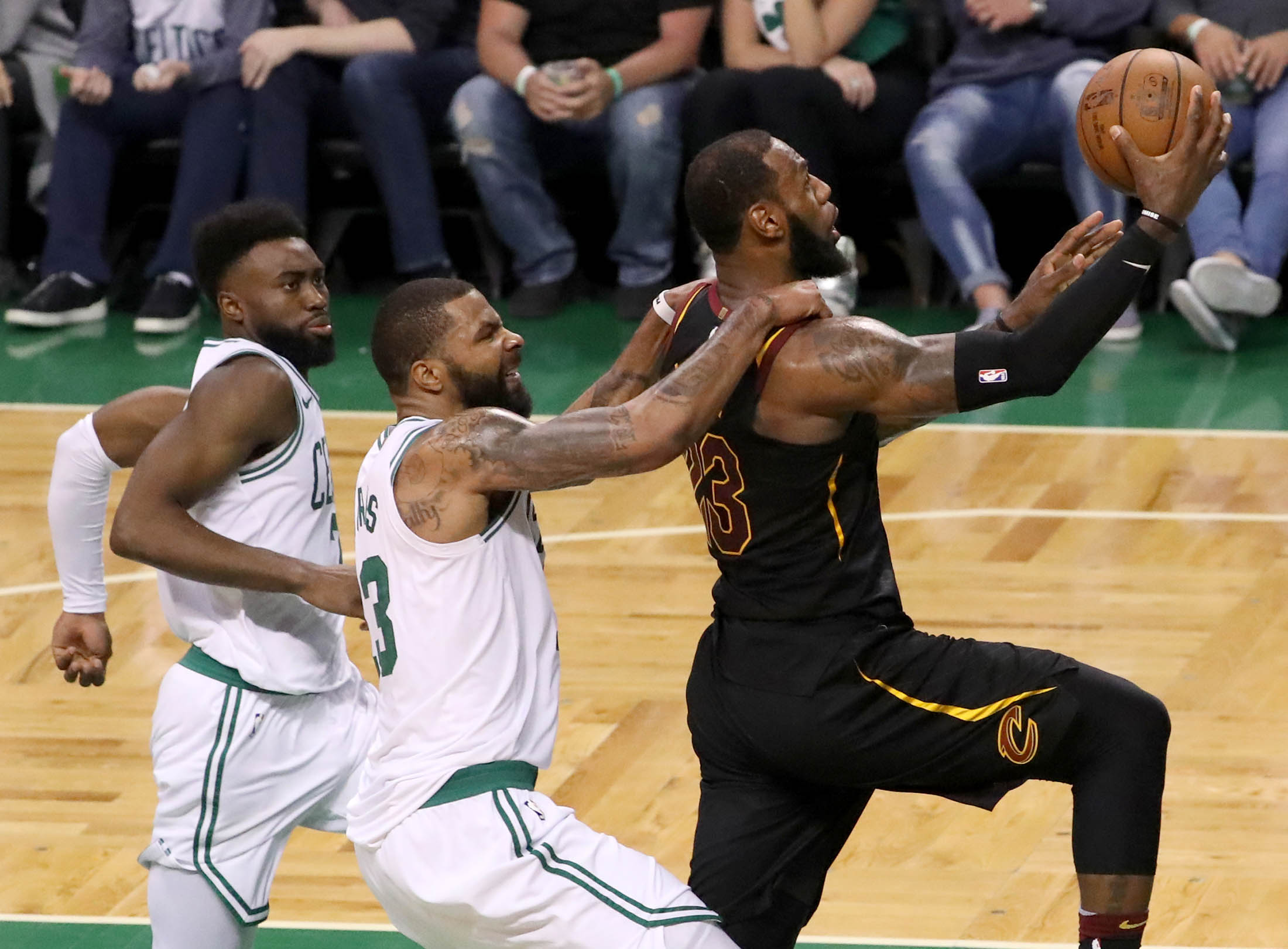 LeBron James - Cleveland Cavaliers - 2018 NBA Playoffs Game-Worn 'Statement'  Jersey - Double-Double