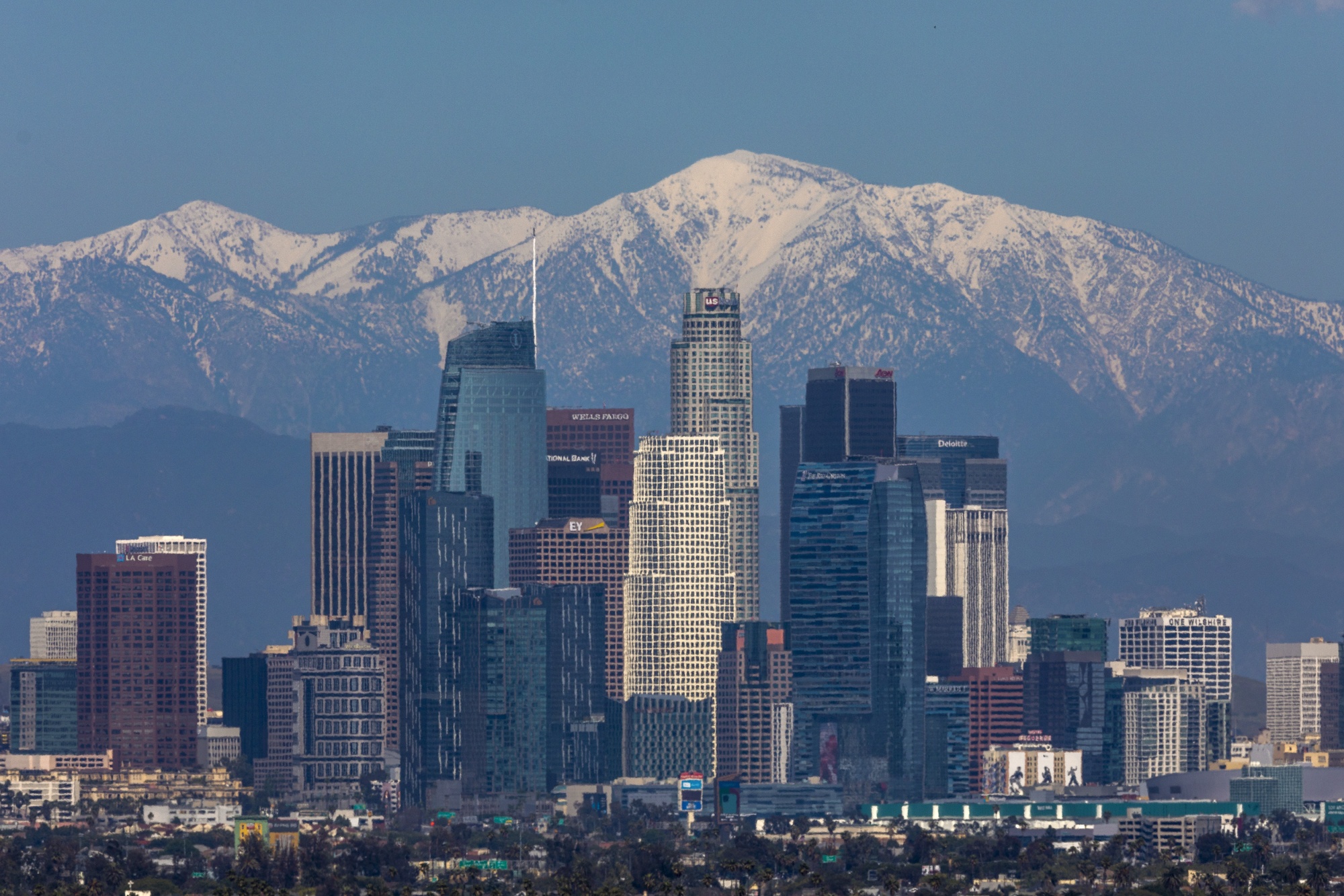 A rare sight emerged for L.A. residents in April 2020: the snow-capped peaks of the San Gabriel mountains, clearly visible in the smog-free atmosphere.&nbsp;&nbsp;