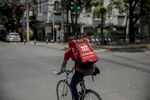 A cyclist makes&nbsp;a Cornershop app delivery in Mexico City on&nbsp;April 3, 2020.&nbsp;
