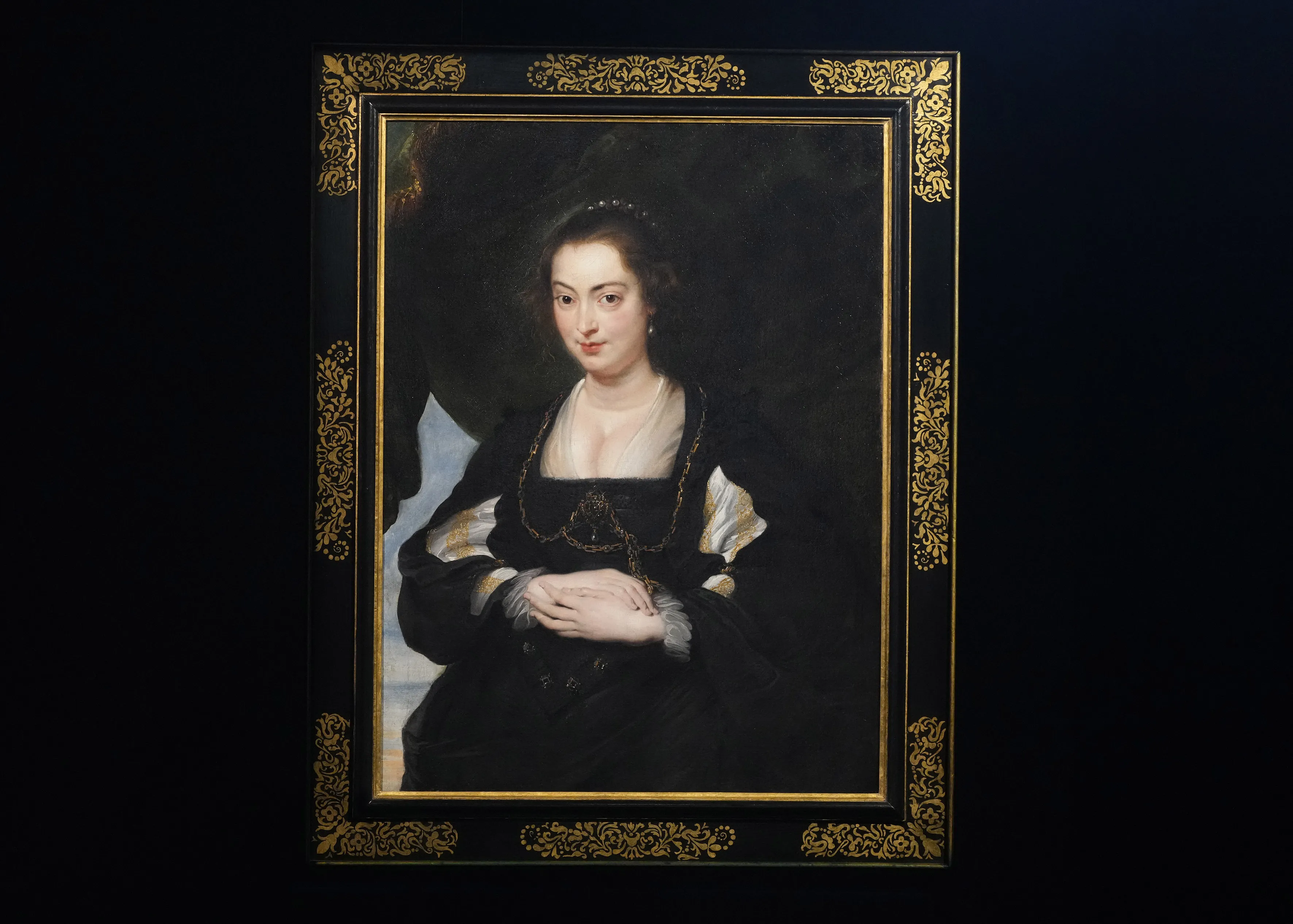 A 17th century masterpiece by Peter Paul Rubens, Portrait of a Lady, at the DESA Unicum auction house in Warsaw, Poland, on Thursday, February 17, 2022. With estimated value at between 18 million and 24 million zlotys ($4.5 million- $6 million) the privately-owned artwork will go on auction here March 17. (AP Photo/Czarek Sokolowski)