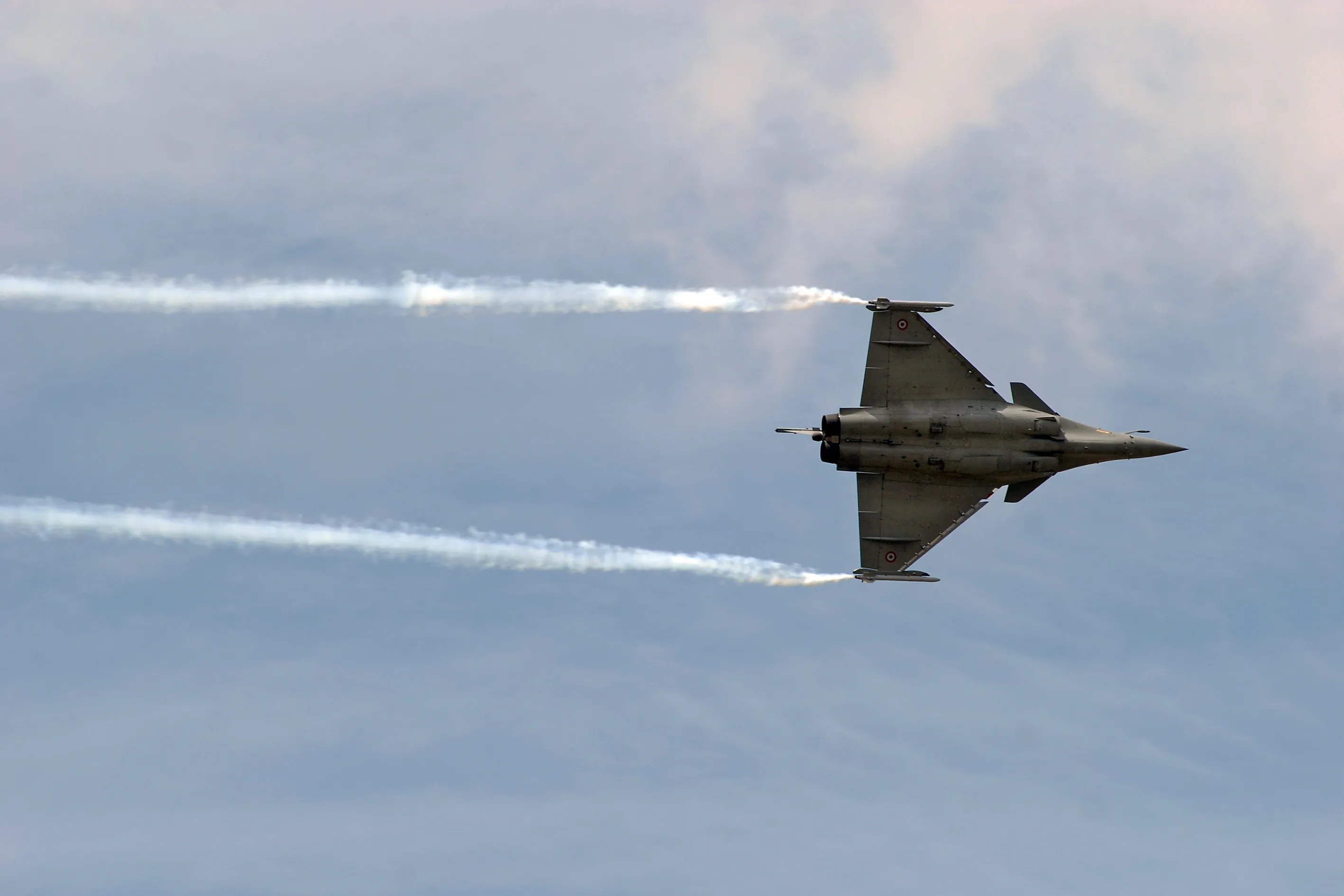 A Dassault Rafale fighter jet in Le Bourget, France.