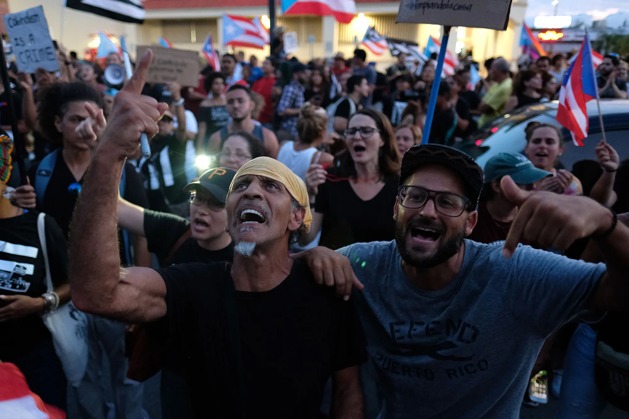 People march in protest against&nbsp;Wanda Vazquez&nbsp;in San Juan on July 29, 2019.