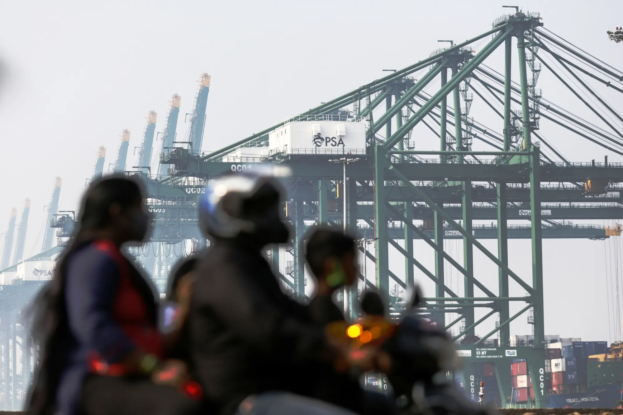 The Jawaharlal Nehru Port in Navi Mumbai, Maharashtra, India.