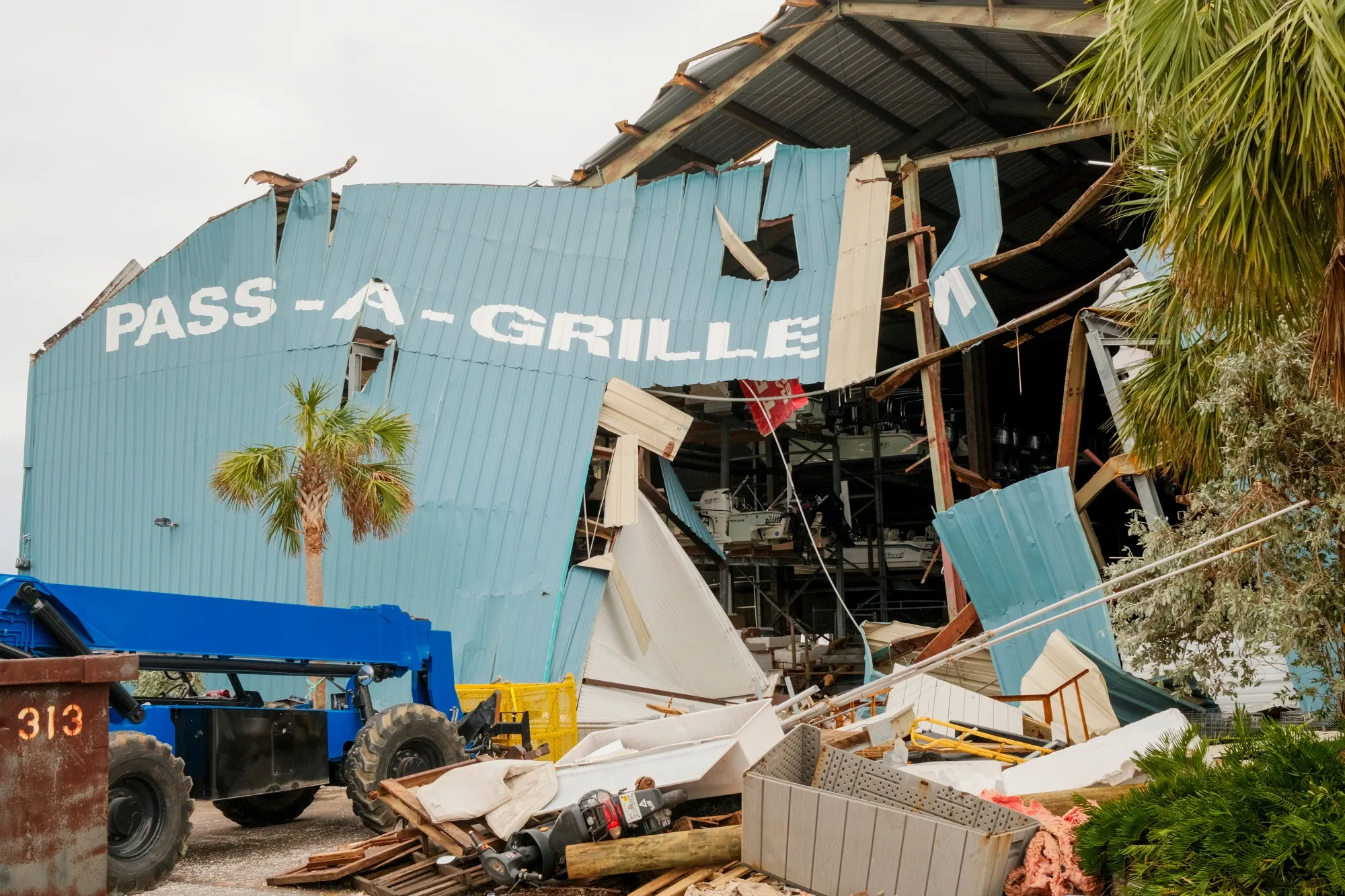 A restaurant damaged by hurricanes Helene and Milton in St. Pete Beach, Florida,&nbsp;on Oct. 11, 2024.&nbsp;