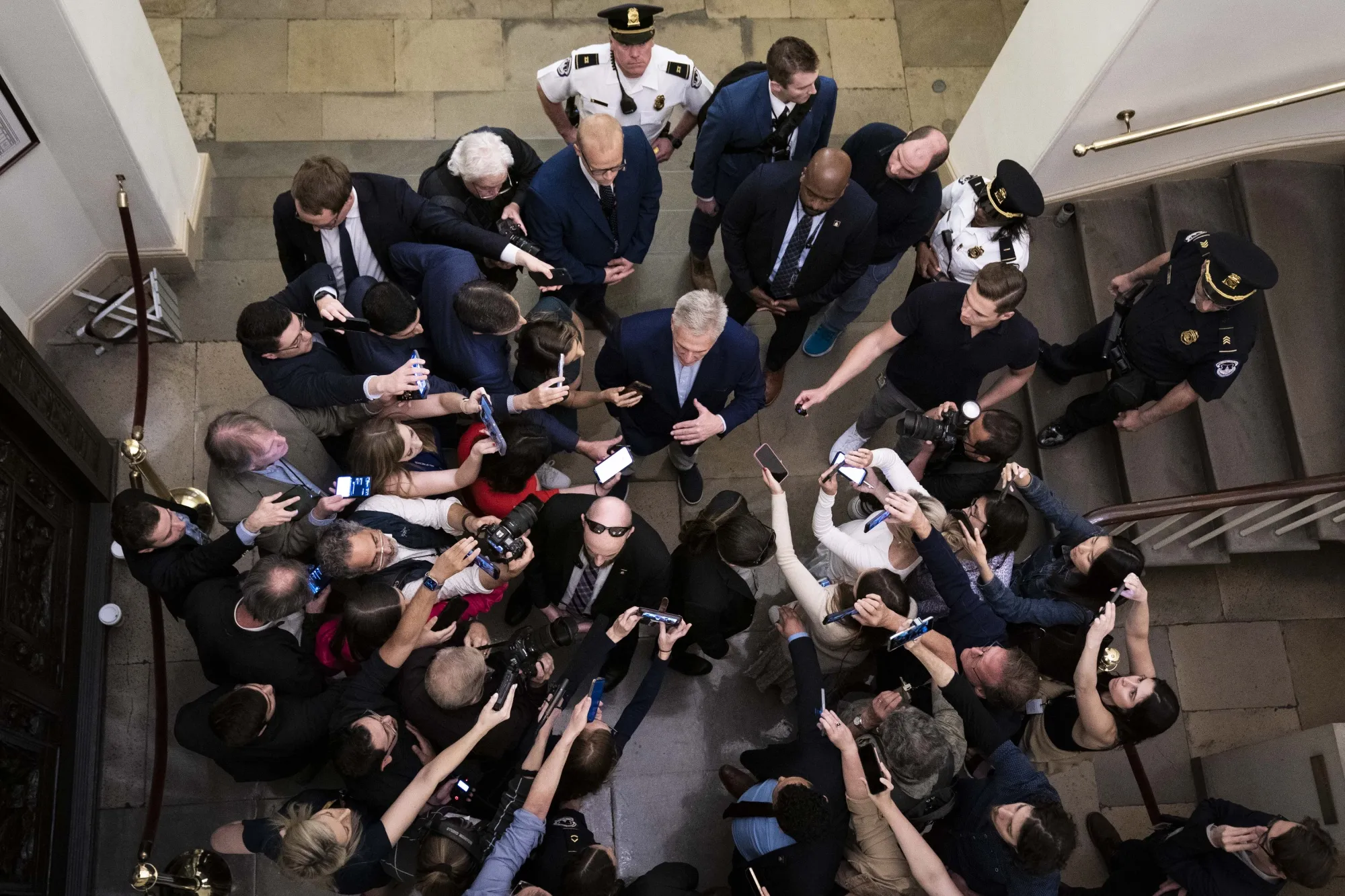 Kevin McCarthy speaks to&nbsp;the media at the US Capitol in Washington, DC, on May 26.&nbsp;
