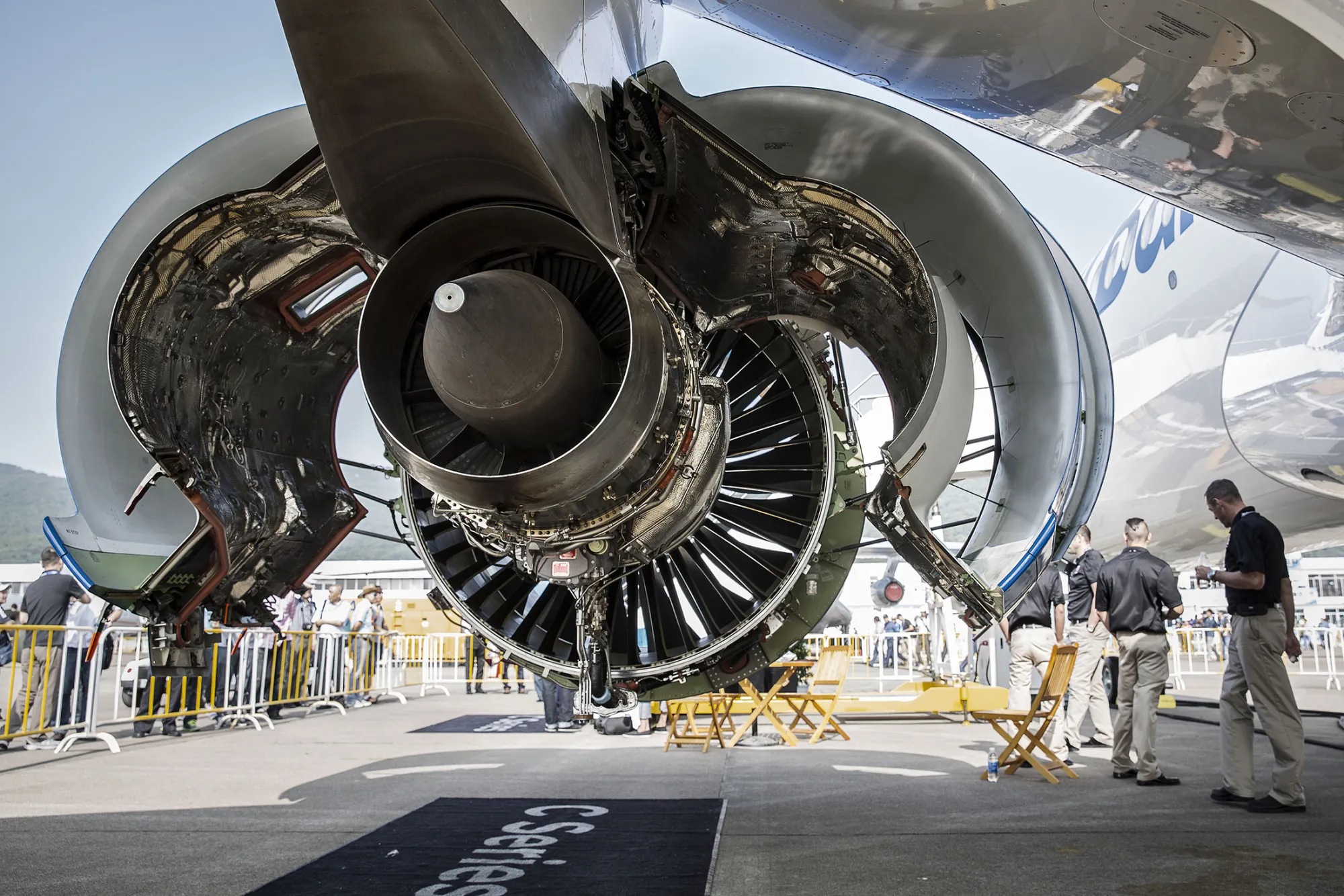 An engine on a Bombardier CS300.
