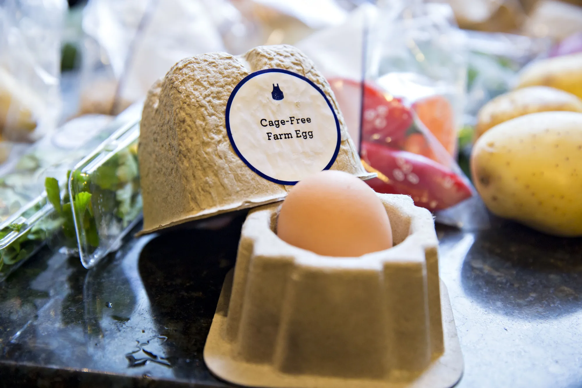 A cage-free farm egg from a Blue Apron Holdings Inc. meal-kit delivery.