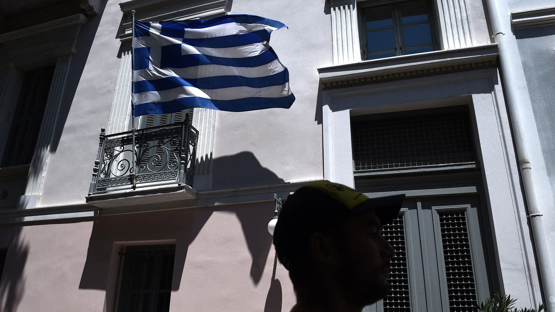A Greek flag in Athens on July 22, 2015.
