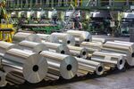 Rolls of aluminum foil at a Rusal facility&nbsp;in Sayanogorsk, Russia.