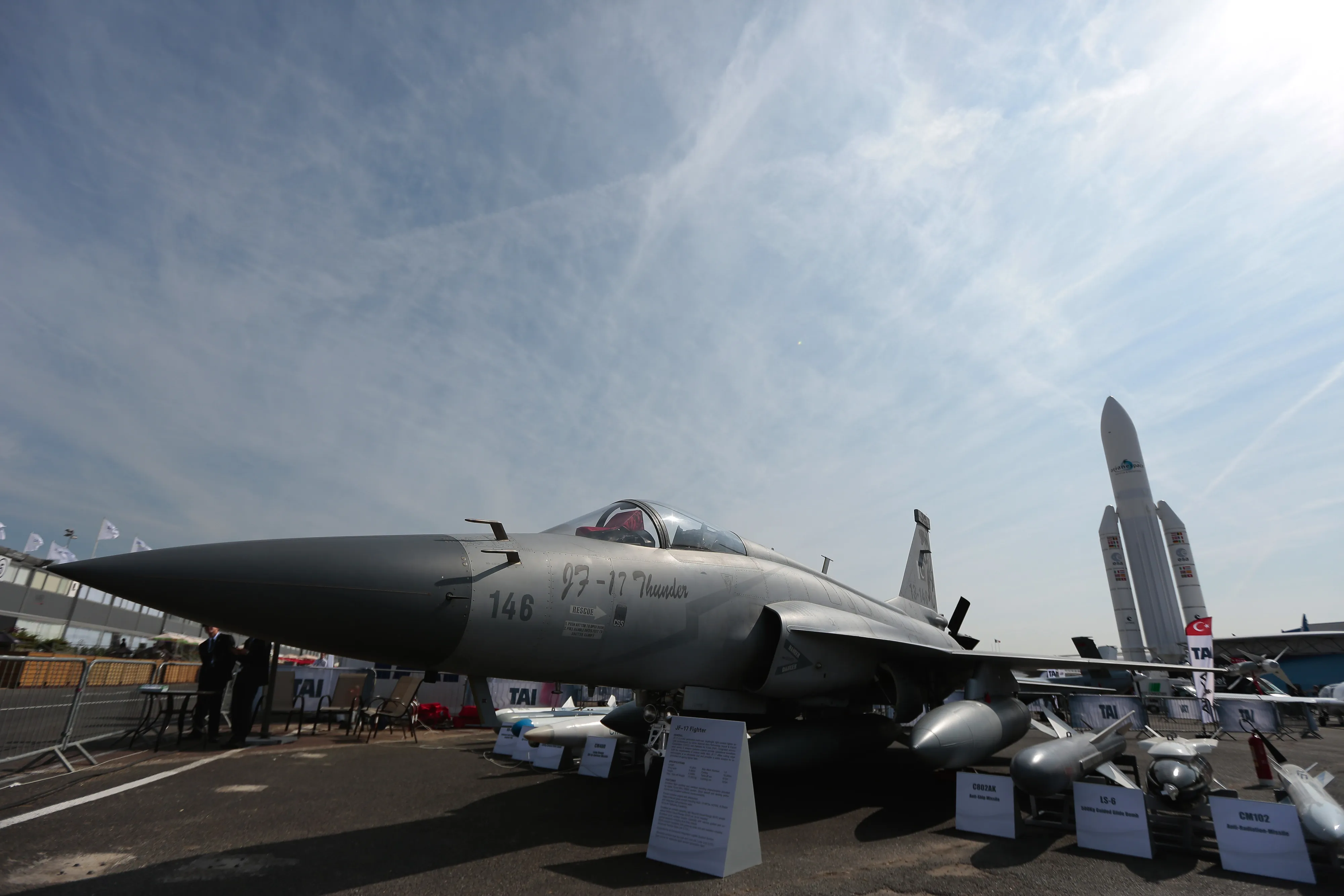 A Pakistan Air Force JF-17 Thunder&nbsp; jet, manufactured by Chengdu Aircraft Corp. of China.