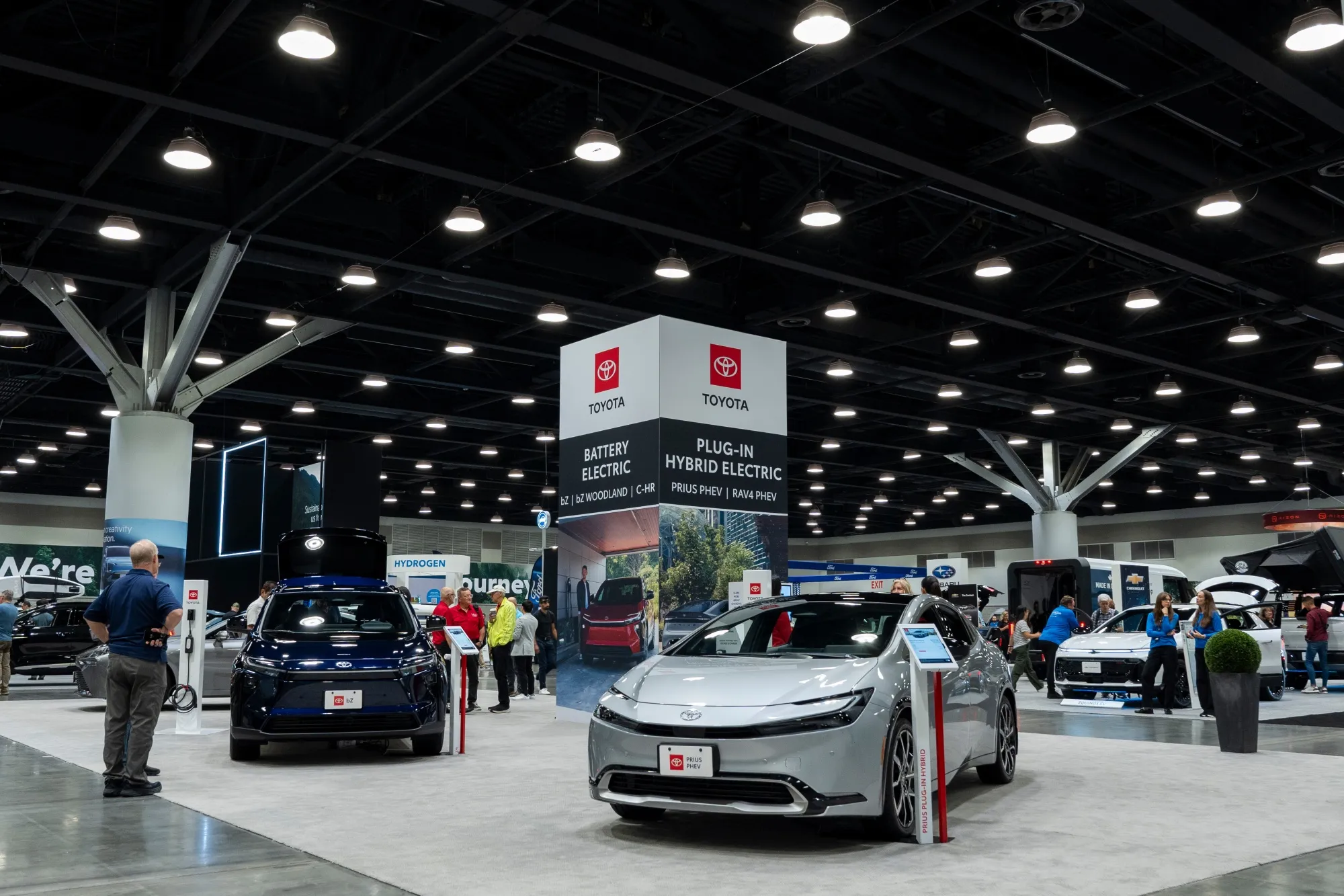 Toyota electric vehicles at the Everything Electric show in Vancouver, British Columbia, Canada in Sept. 2025.