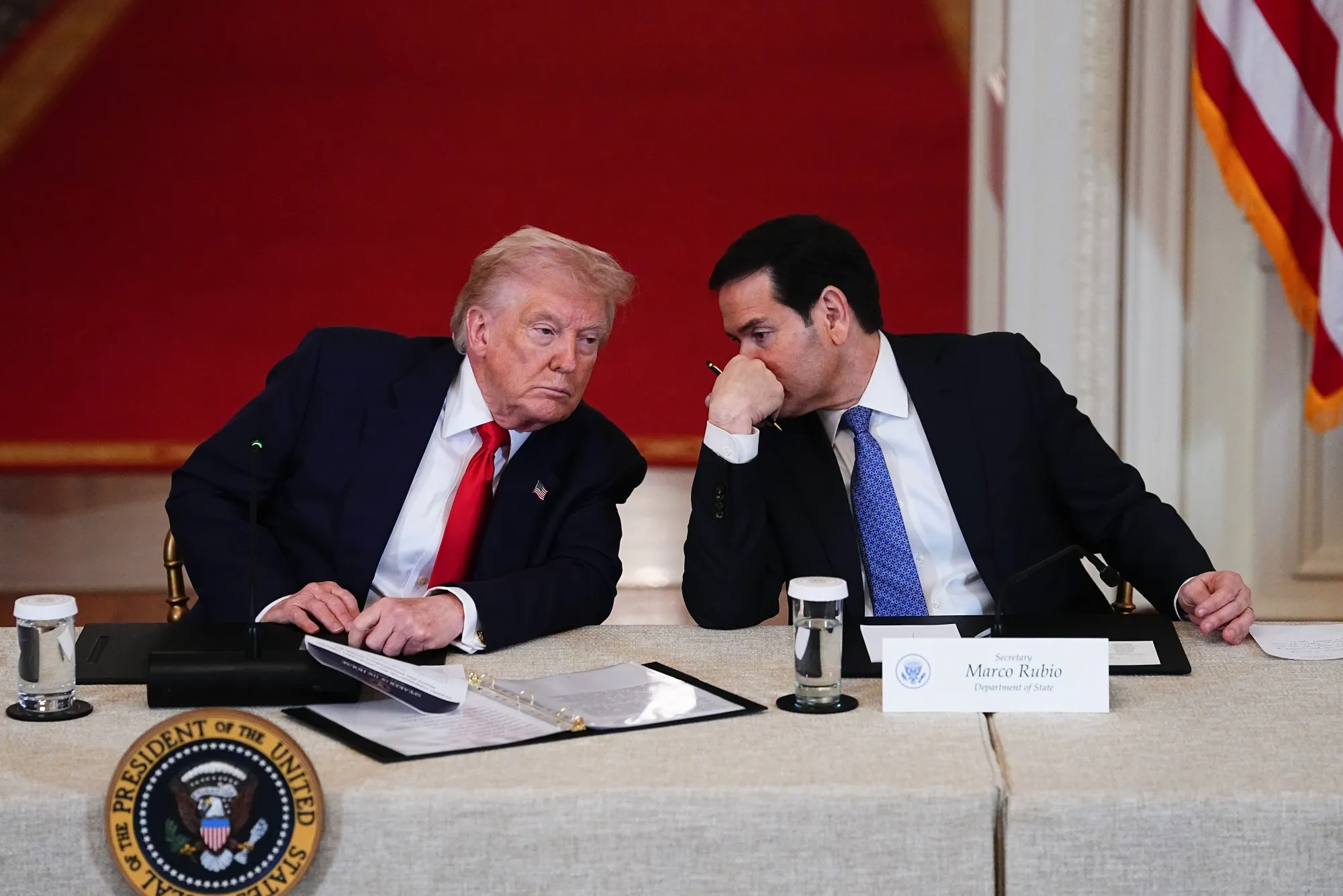 US President Donald Trump, left, and Secretary of State&nbsp;Marco Rubio.